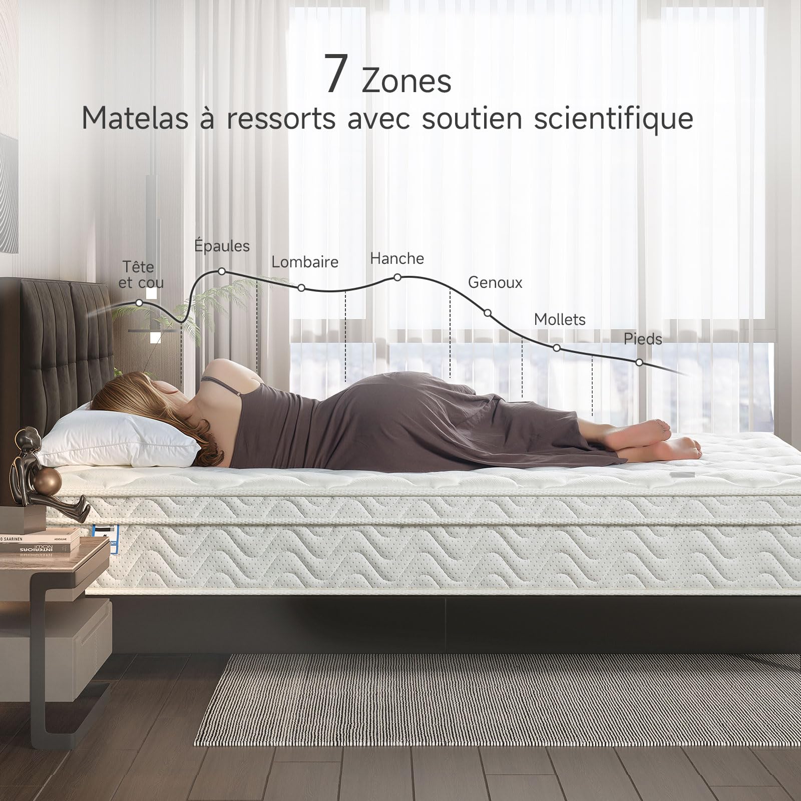 Z-hom Matelas 160x200, 26 cm, Matelas à Ressorts Ensachés Indépendant, Matelas de Lit d'Adulte et d'enfant, Haute Resilience Ultra Respirante, Durable et Doux pour la Peau, Isolation du Mouvement