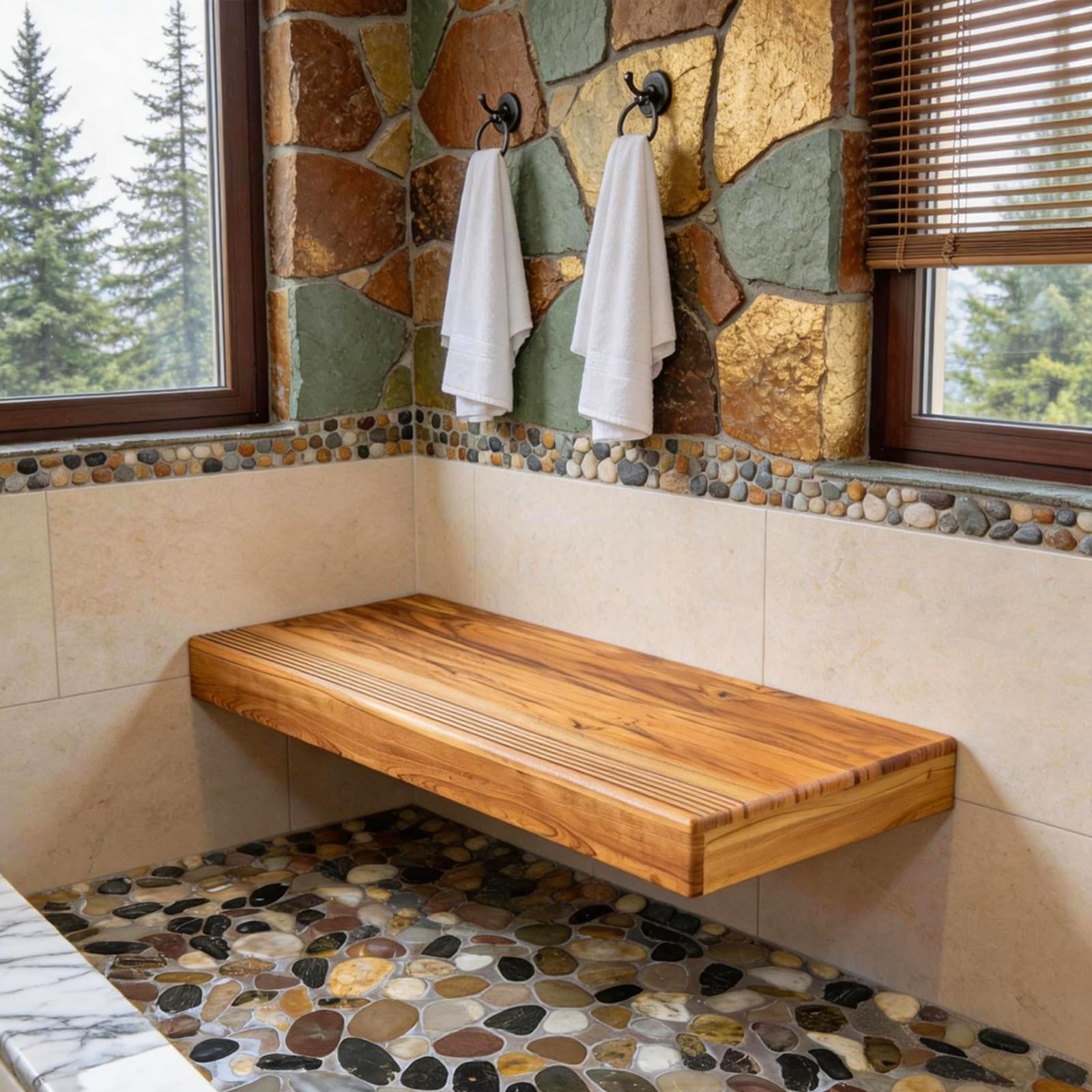 Photo 1 of NNN 48" Floating Teak Shower Bench