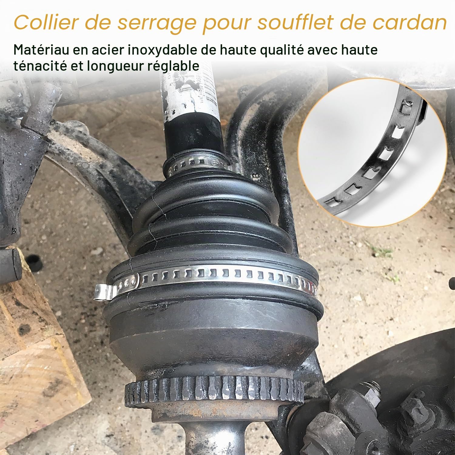 Pince a Collier Cardan Durite, Pince Collier de Serrage Echappement, Ensemble de Pinces et Colliers de Serrage en Acier Inoxydable 304, Comprenant des Pinces Réglables et des Colliers de Serrage
