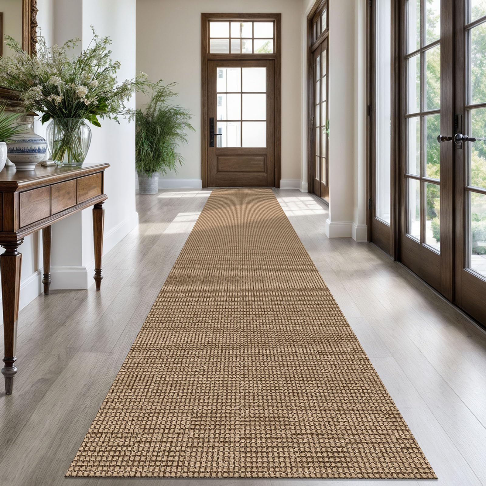 KOZYFLY Extra Long Runners for Hallways 2.6x18 ft Washable Kitchen Runner Non Slip Rubber Backed Hallway Rug Cotton Entryway Runner Rug Floor Carpet for Indoor Hall, Kitchen, Stair, Tan/Orange/Brown — image 1