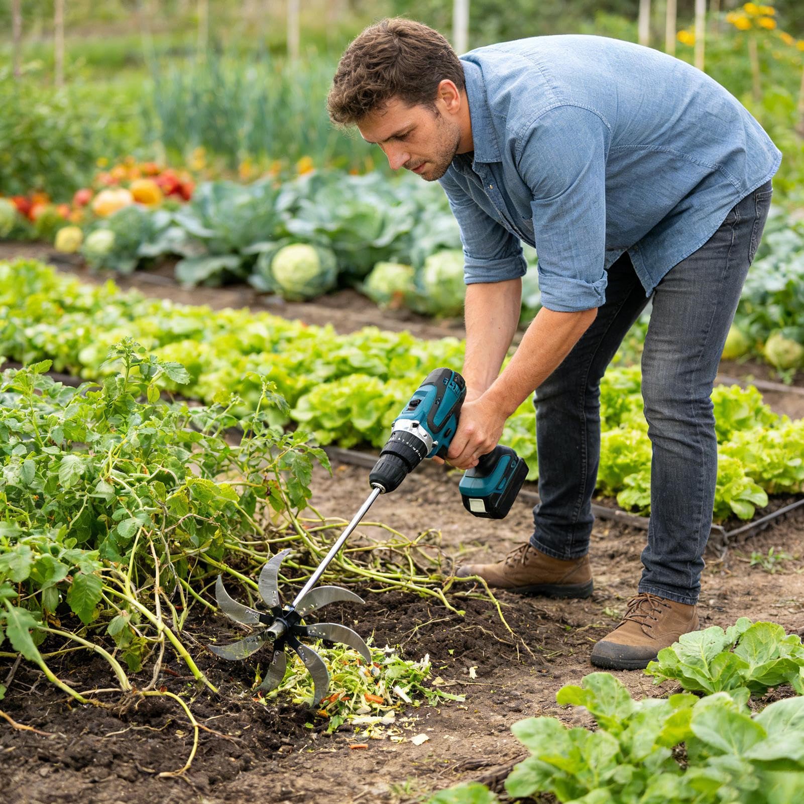 Broyeur de Vegetales para Agricultura Doméstica, Corte de Vegetales Ajustable, Molinos de Forraje para Residuos Verdes, Para Jardín Casa Granja Fertilización Orgánica Corte de Hojas Muertas Ramas