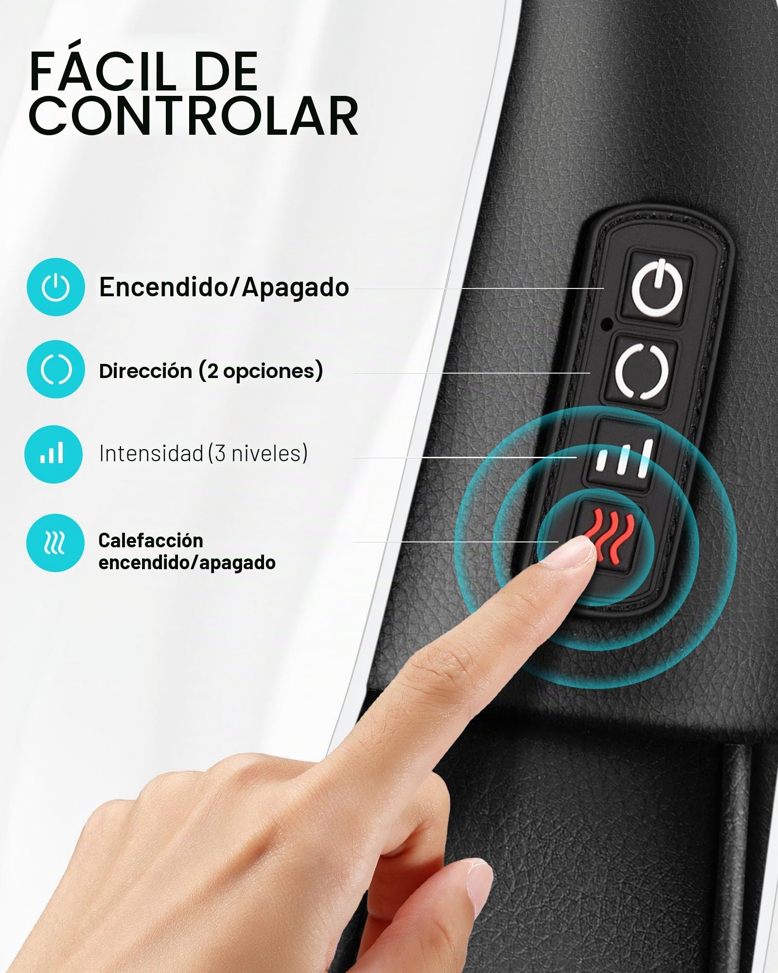ALLJOY Masajeador de Cuello y Hombros con Calor, Masajeador Cervical y Espalda Shiatsu, 8 Nodos de Masaje Giratorios, 3 Velocidades, Dirección Ajustable,Regalo para Mujer Hombre,Negro