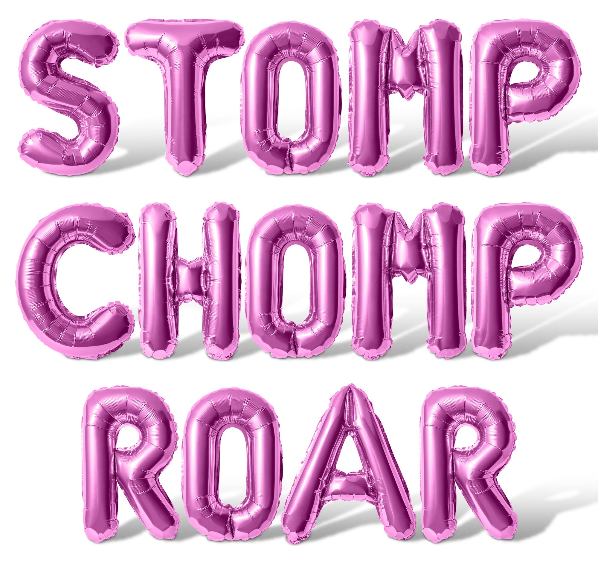 Letter Balloons - STOMP CHOMP ROAR 16" Inch Alphabet Letters Foil Mylar Balloon Birthday Party Banner (Pink)