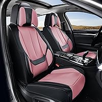 Vista 10 de Coverado - Juego completo de fundas de asiento de automóvil grises de cuero napa, impermeables, con cojín para asientos delanteros y respaldos, apto