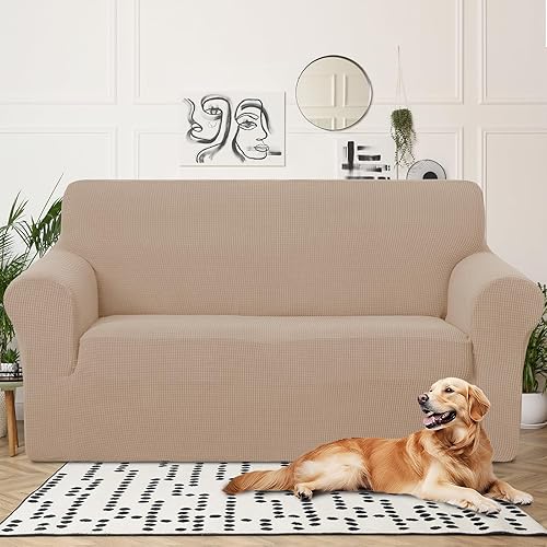 Miniatura 258 de U-NICE HOME Funda elástica para sofá de 2 plazas, funda protectora de muebles para sofá de 2 plazas, apta para mascotas (sofá biplaza, beige)