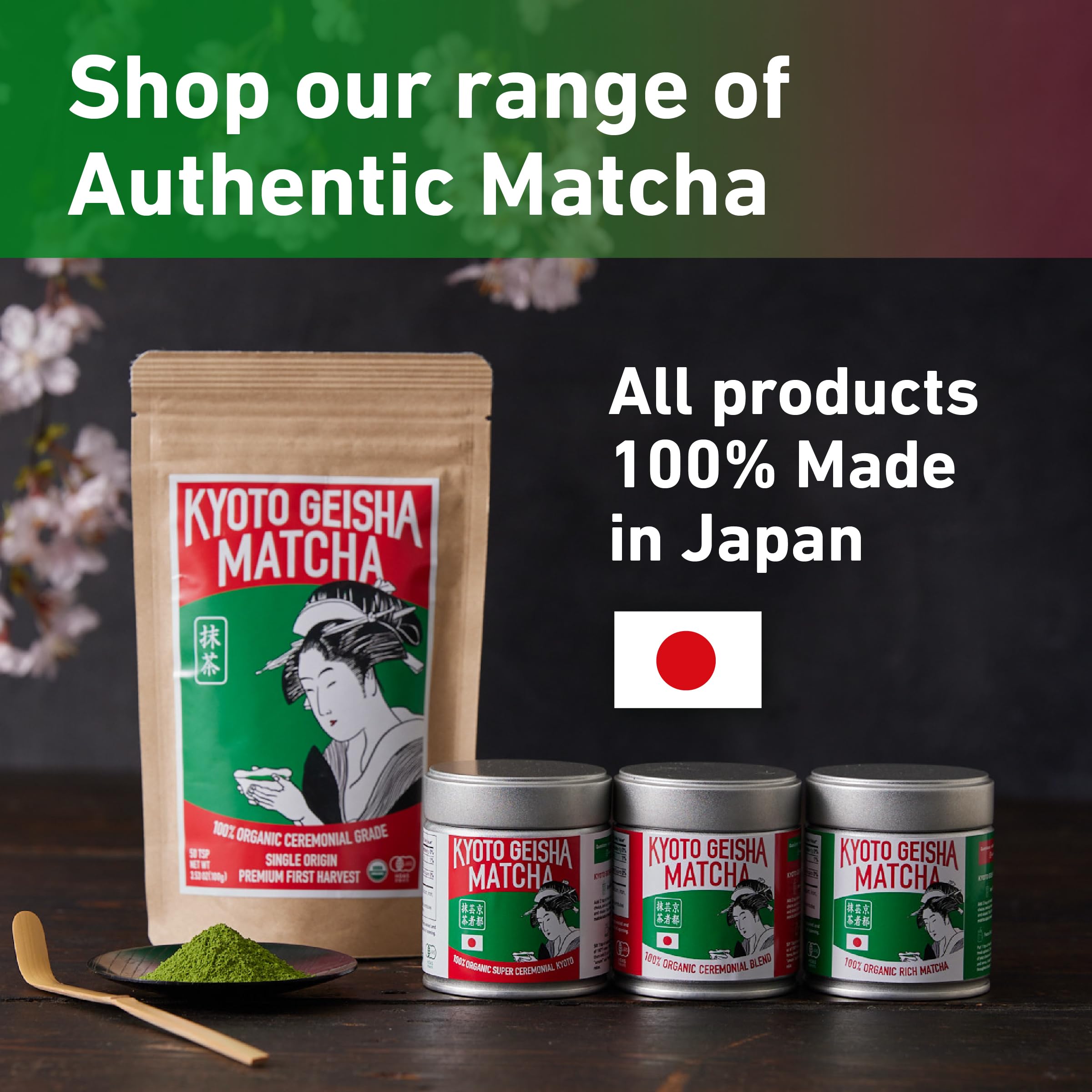 Organic Super Ceremonial Grade - Authentic Japanese First Harvest Single Origin Matcha Green Tea Powder Blend from Kyoto (30g / 1.06oz)