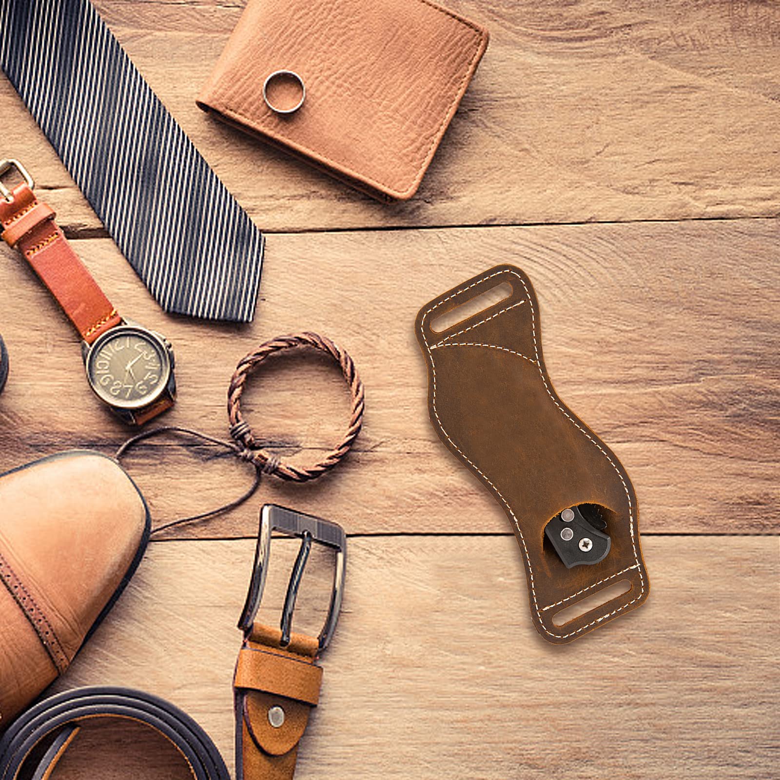 Leder-Messerscheide Für Gürtel - Horizontale Tragetasche Für EDC Werkzeuge