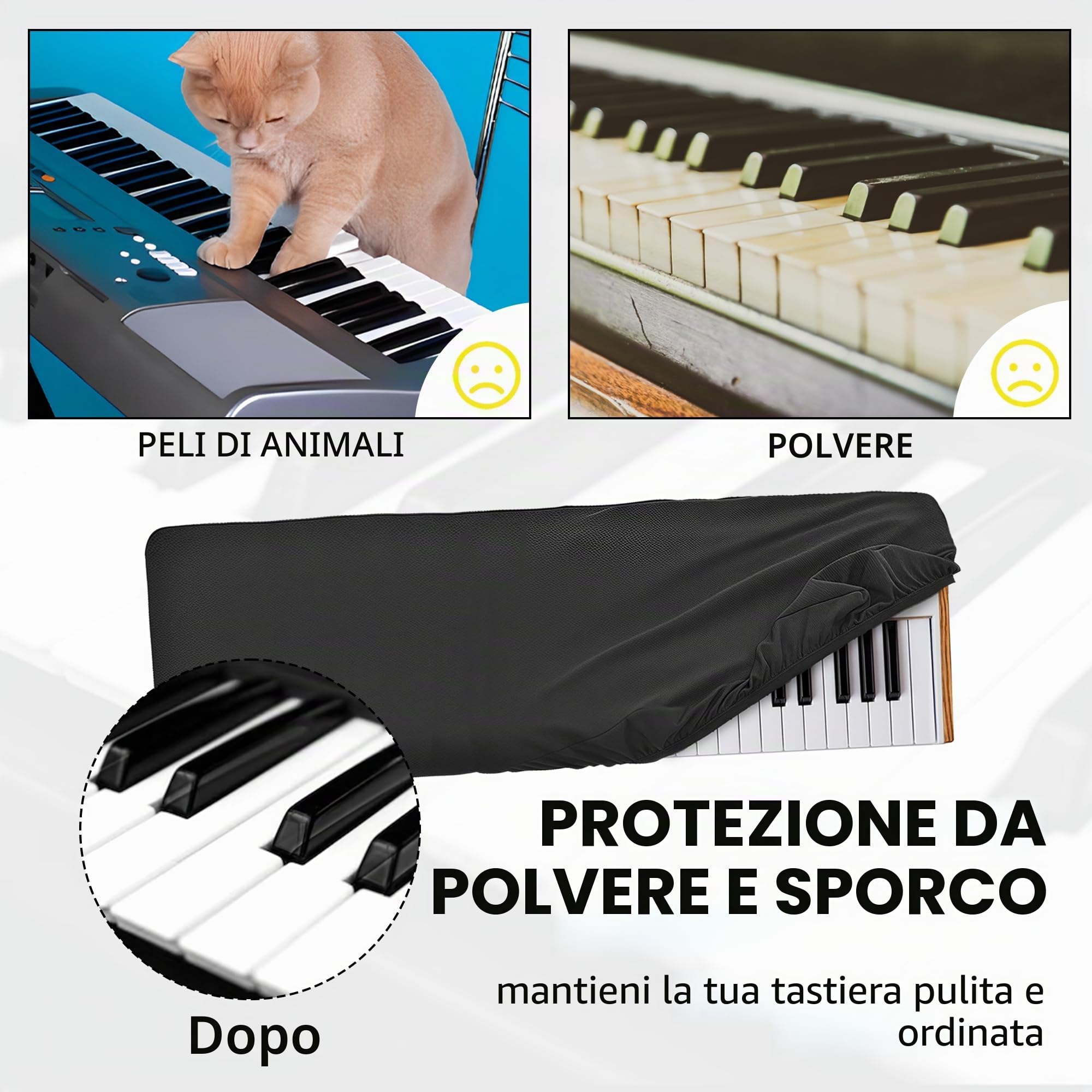 Musiin Copertura antipolvere per tastiera pianoforte a 61 tasti, compatibile con Novation LAUNCHKEY 61 MK4, Roland 61K, 61P, Arturia KeyLab 61 Mk3, Mk2, 61 Essential Mk3, design con protezione