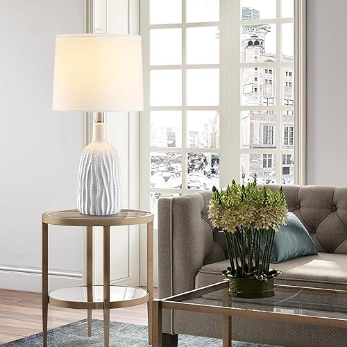 Miniatura 2 de Spclsim 22.4" White Ceramic Table Lamps for Bedroom Set of 2, Modern Bedside Lamps with 3-Color Temperatures, Farmhouse Lamp for Bedroom Nightstand