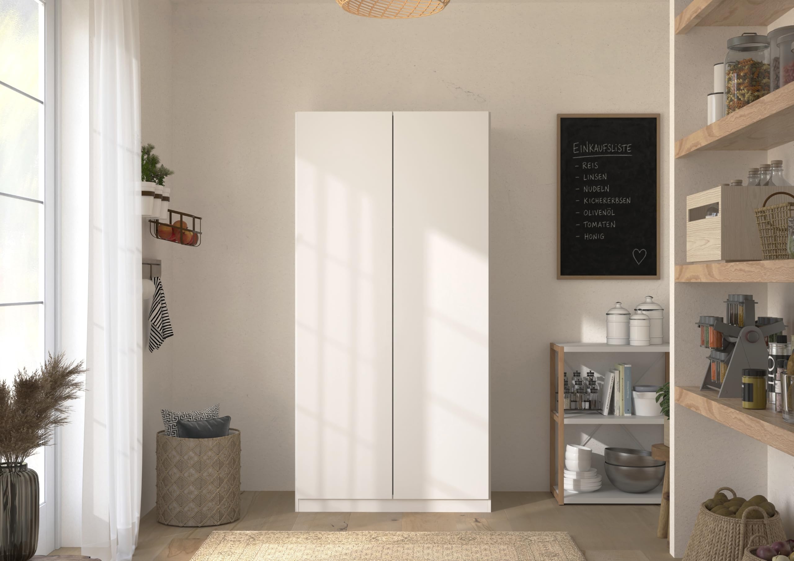 Rauch Möbel LUNIK, Kleiderschrank, Farbe Weiß, Breite 91 cm | Mehrzweckschrank mit patentiertem Schnellmontagesystem, 2-türig, Push-to-open-Funktion, für Kinderzimmer, Homeoffice, Flur