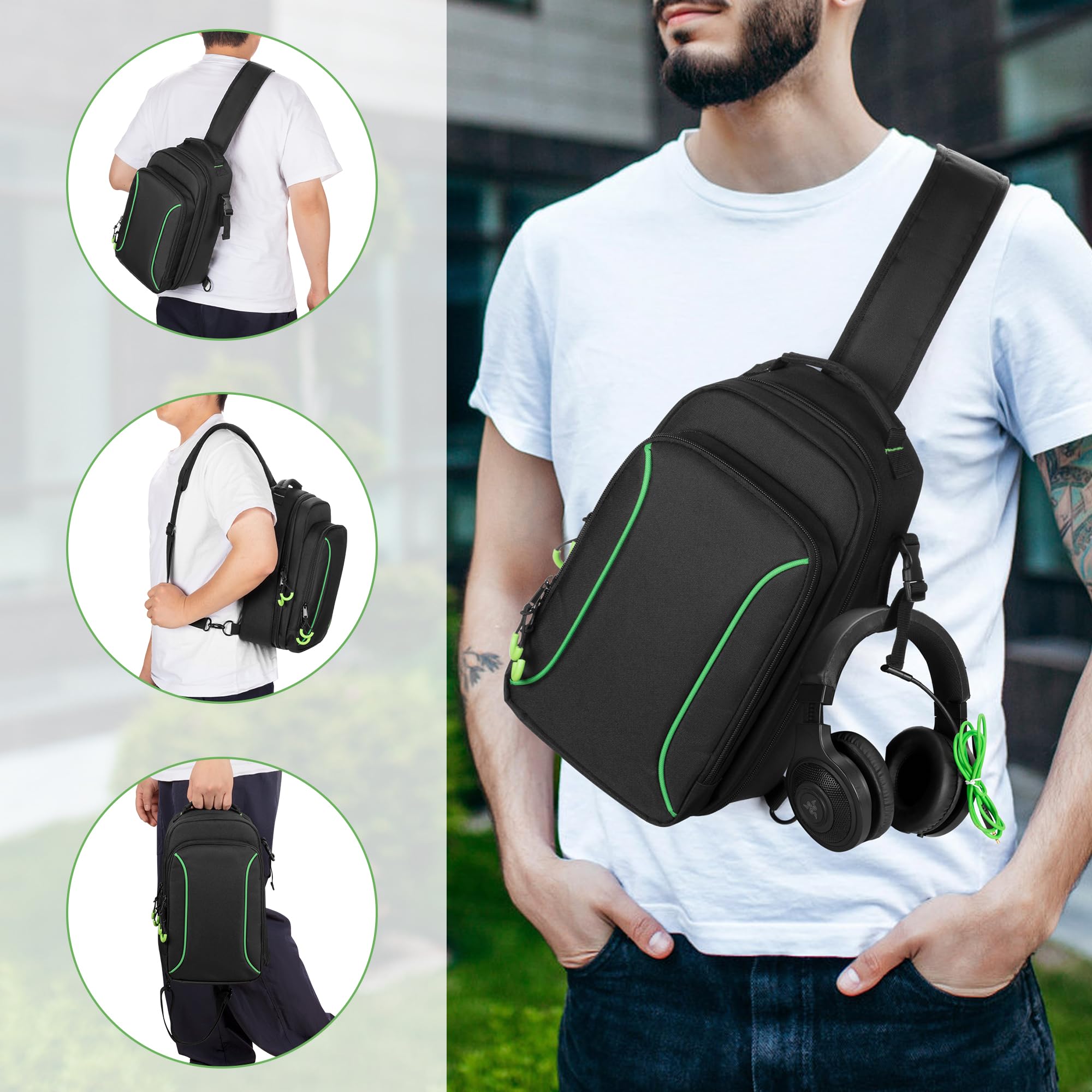 PGmoon Sling Tragetasche Kompatibel mit Xbox Serie S Spielkonsole, Reisetasche für Wireless Controller und Zubehör (Patent Design)