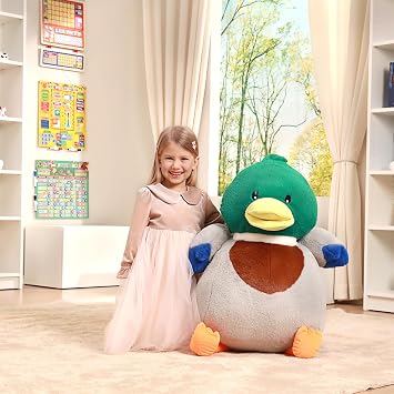 IKASA Giant Duck Stuffed Animal Plush Toy,Large Big Jumbo Soft Toys,24.5 Mallard Huge Size Cute Fluffy Fat Plushie,Gifts for Kids Girls Boys
