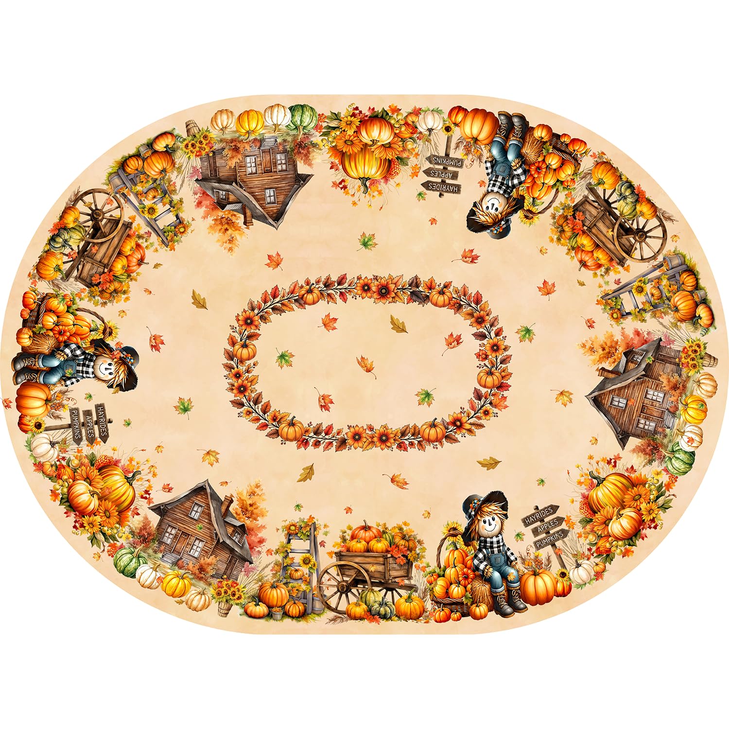 Sonalied Fall Tablecloth Oval 52x70 Inch