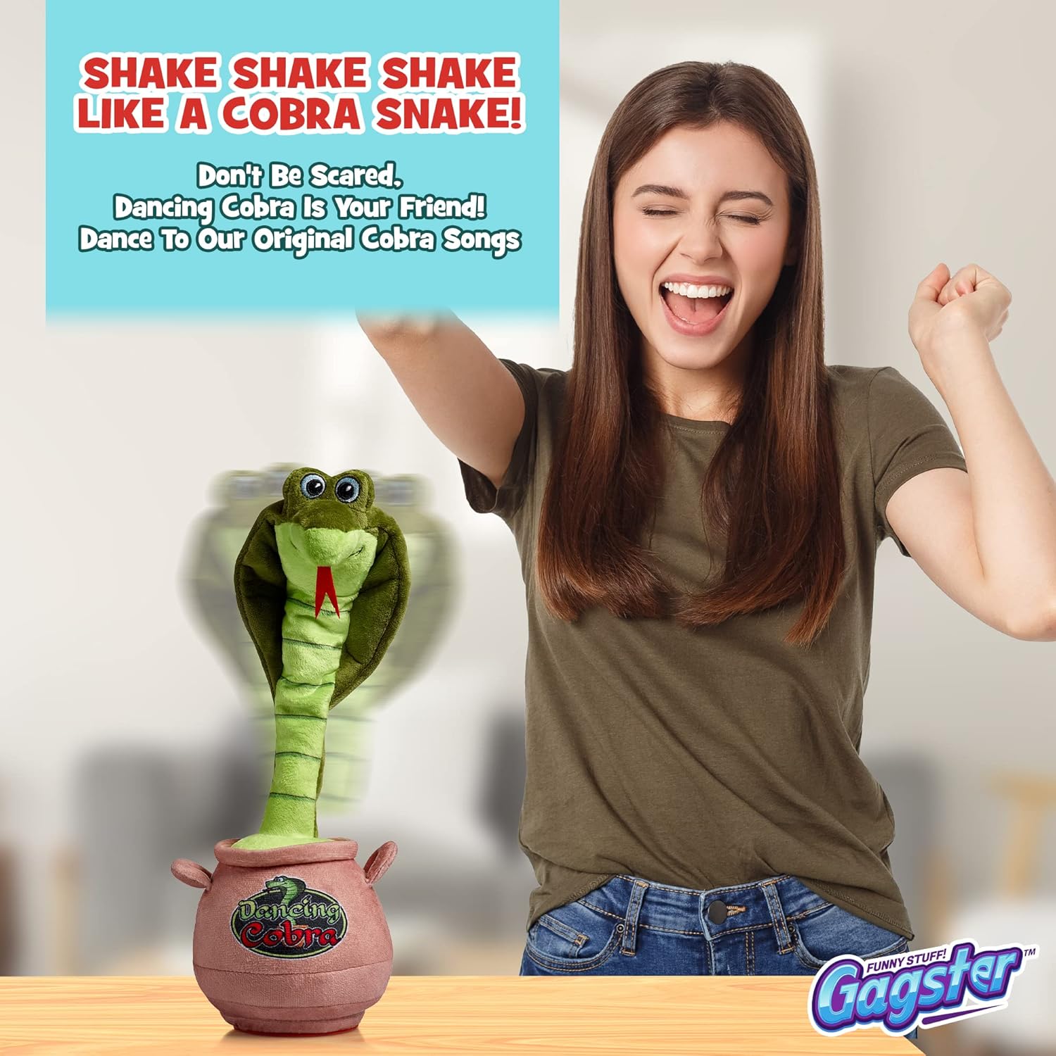 Versus Boring Plush: Gagster Dancing Snake Tested for Mimic & Singing, Hilarious Gift for Kids & Adults