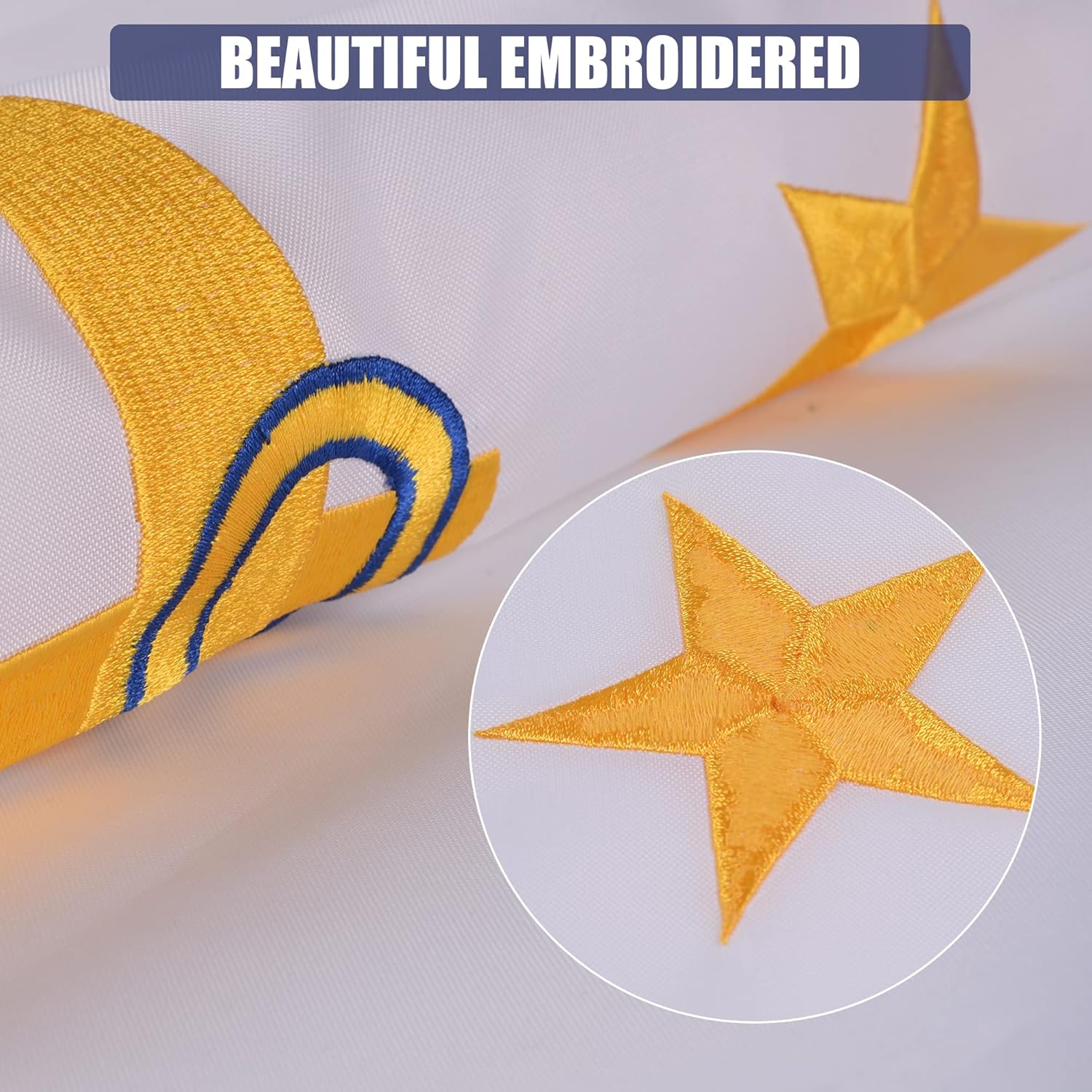 Rhode Island State Flag 3x5 Ft, Deluxe Embroidered Premium Polyester Durable RI Outside Flags, Indoor/Outdoor with Sewn Stripes and Brass Grommets