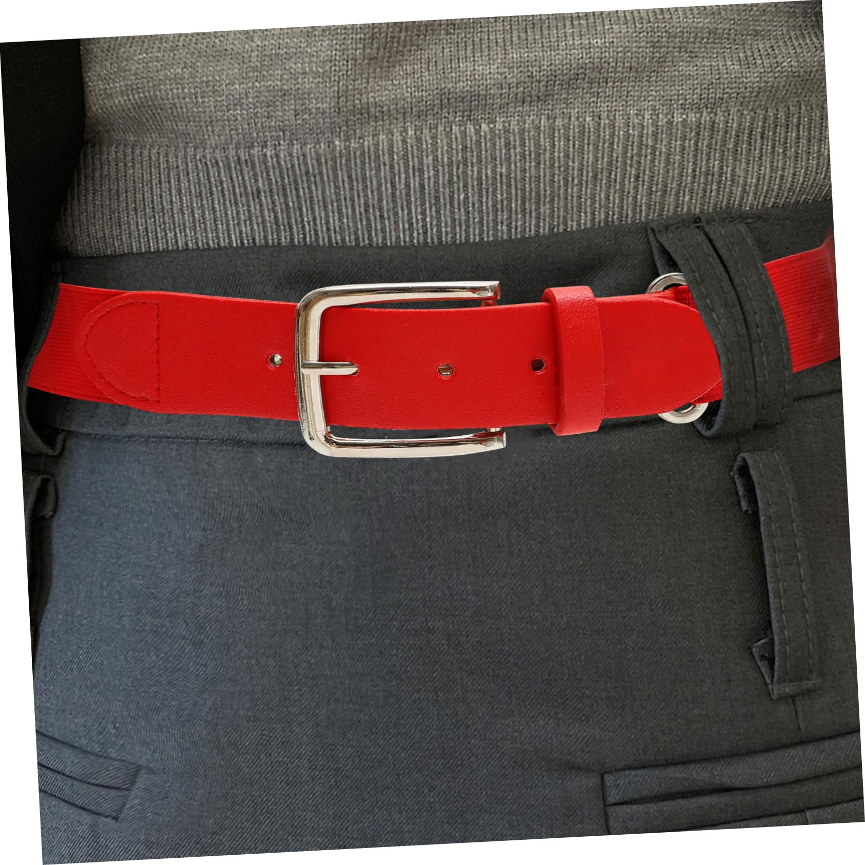 Ceinture Élastique Baseball Rouge Ajustable Hommes Femmes Sport