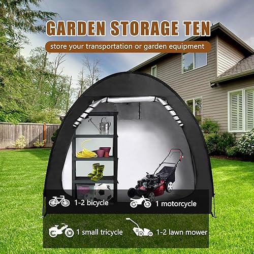 Miniatura 3 de Tienda de campaña de almacenamiento para bicicletas al aire libre, cobertizo de almacenamiento portátil para bicicletas con poste de repuesto y tira