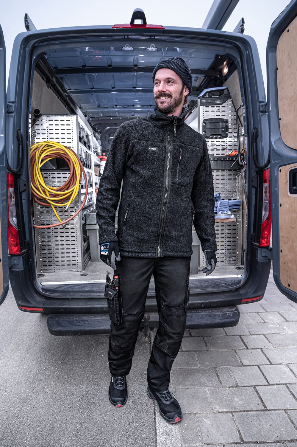 Uvex Echor kurtka polarowa, męska kurtka robocza, kurtka outdoorowa z polarem Sherpa