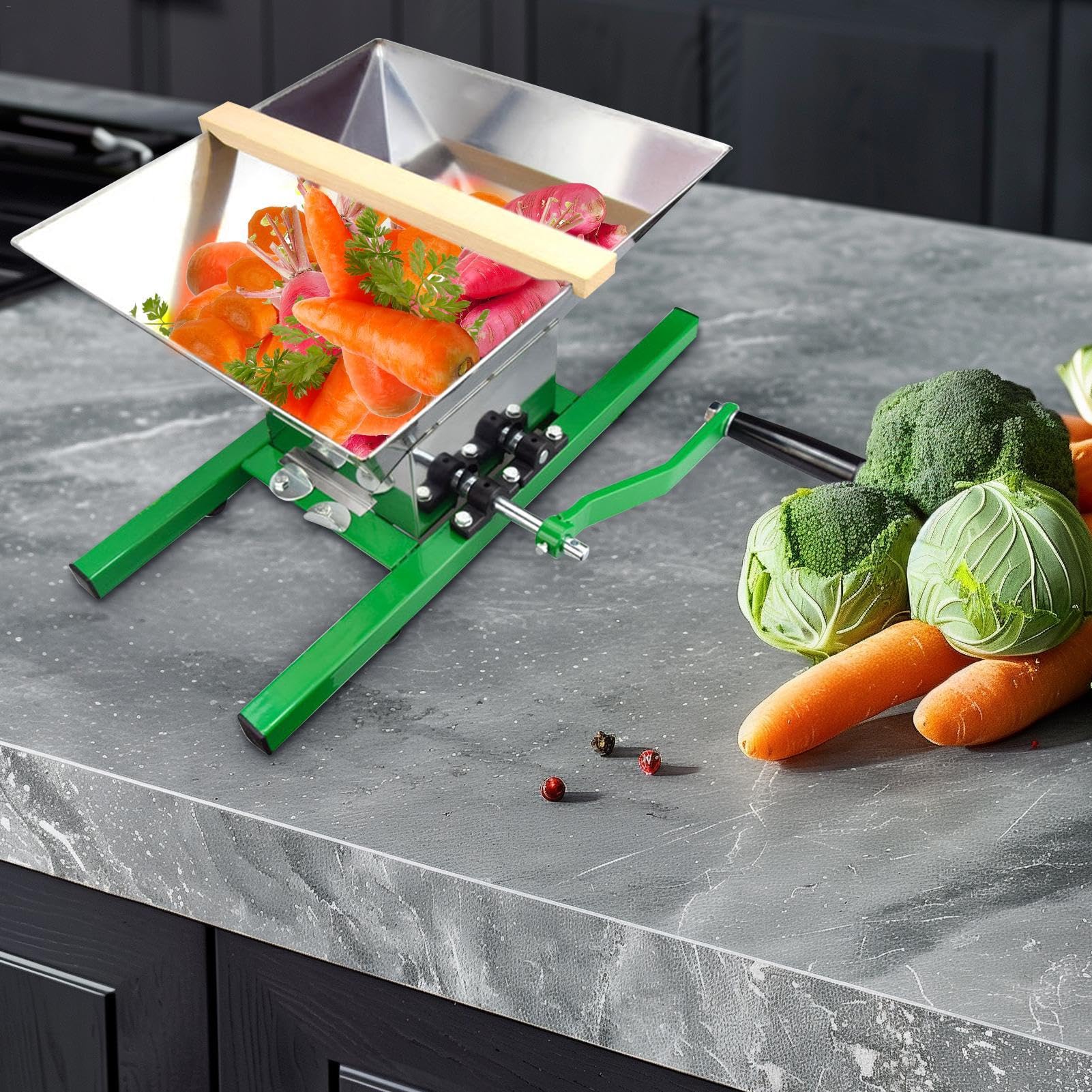 Pigiatrice Per Frutta Per Vino Spremitrice Con Manovella Manuale In Acciaio | Manuale Per Uva Bacche E Frutta Per Uso Domestico In Cucina Per La Produzione Di Birra E Vino