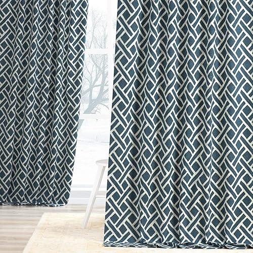 Miniatura 2 de HPD Half Price Drapes Cortinas estampadas de algodón de 108 pulgadas de largo (1 panel), cortinas de oscurecimiento de habitación para dormitorio y