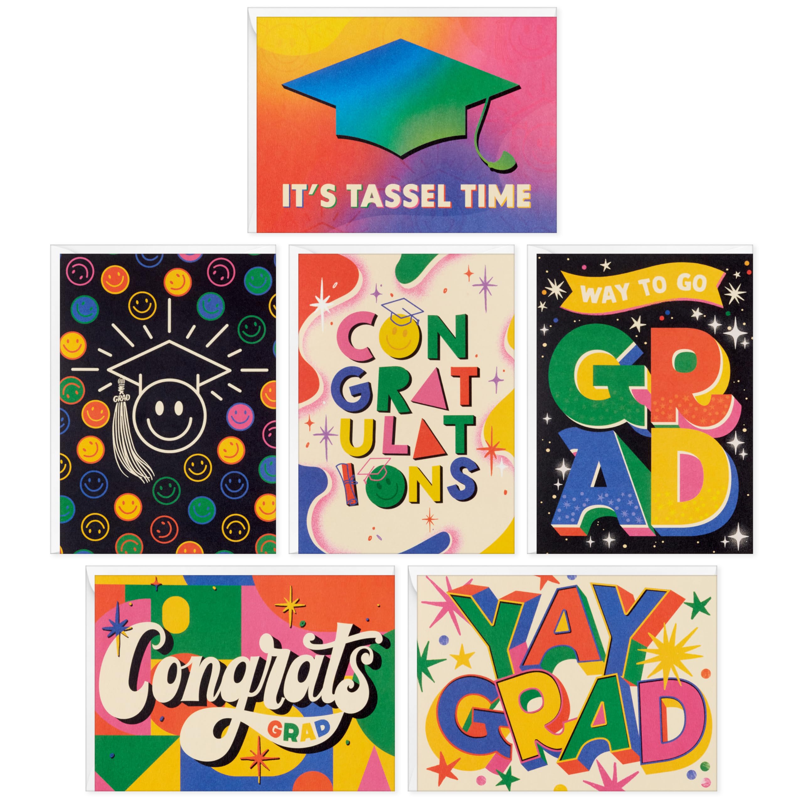 Hallmark Rainbow Graduation Card Assortment (36 Blank Cards with Envelopes) Yay Grad