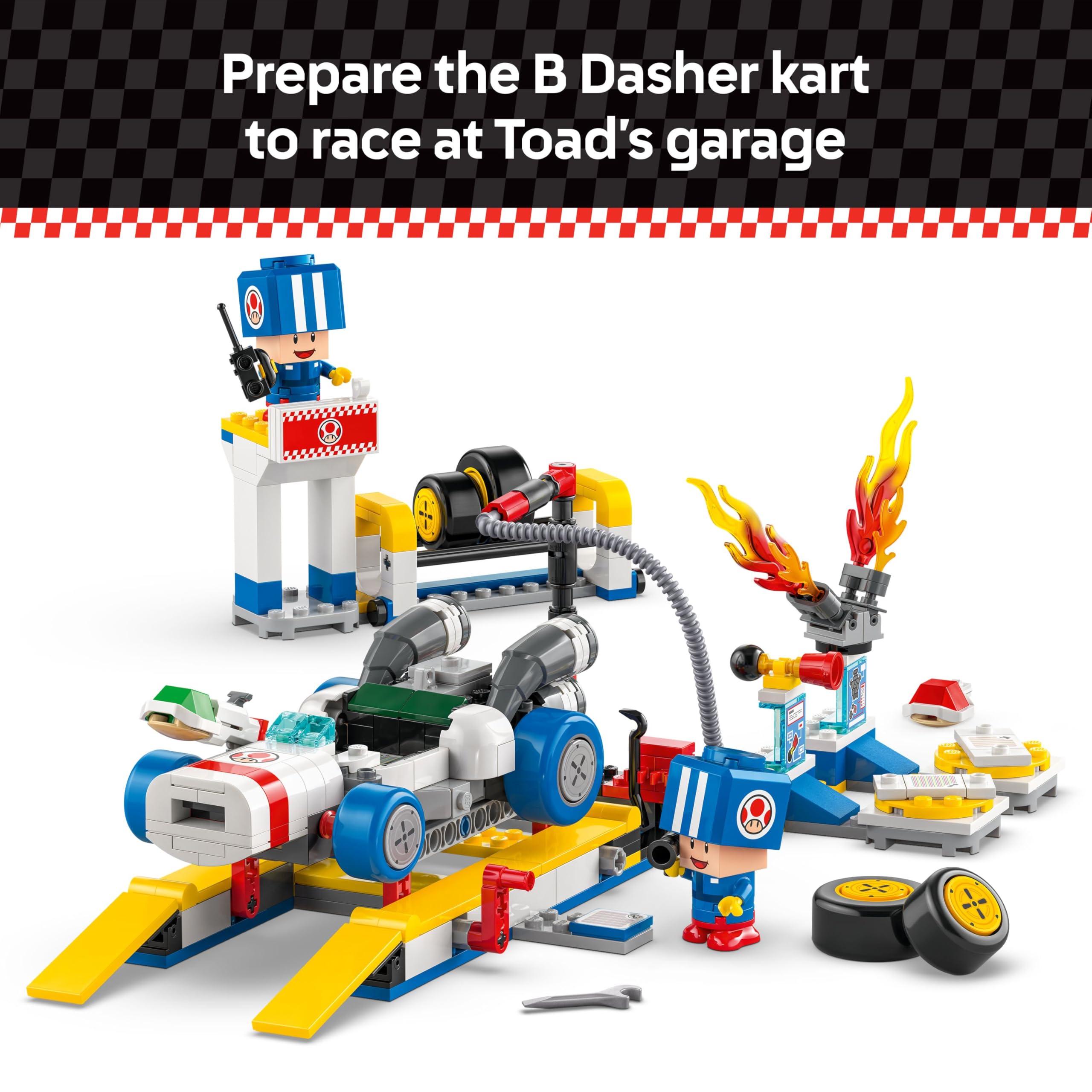 LEGO Super Mario: Mario Kart Toad's Garage - Nintendo Toy Building Set for Kids, Boys & Girls, Ages 8+ - Collectible Mario Kart Toy for Fans with 2 Blue Toad Figures - Gift Idea for Birthdays - 72035 - Image 3