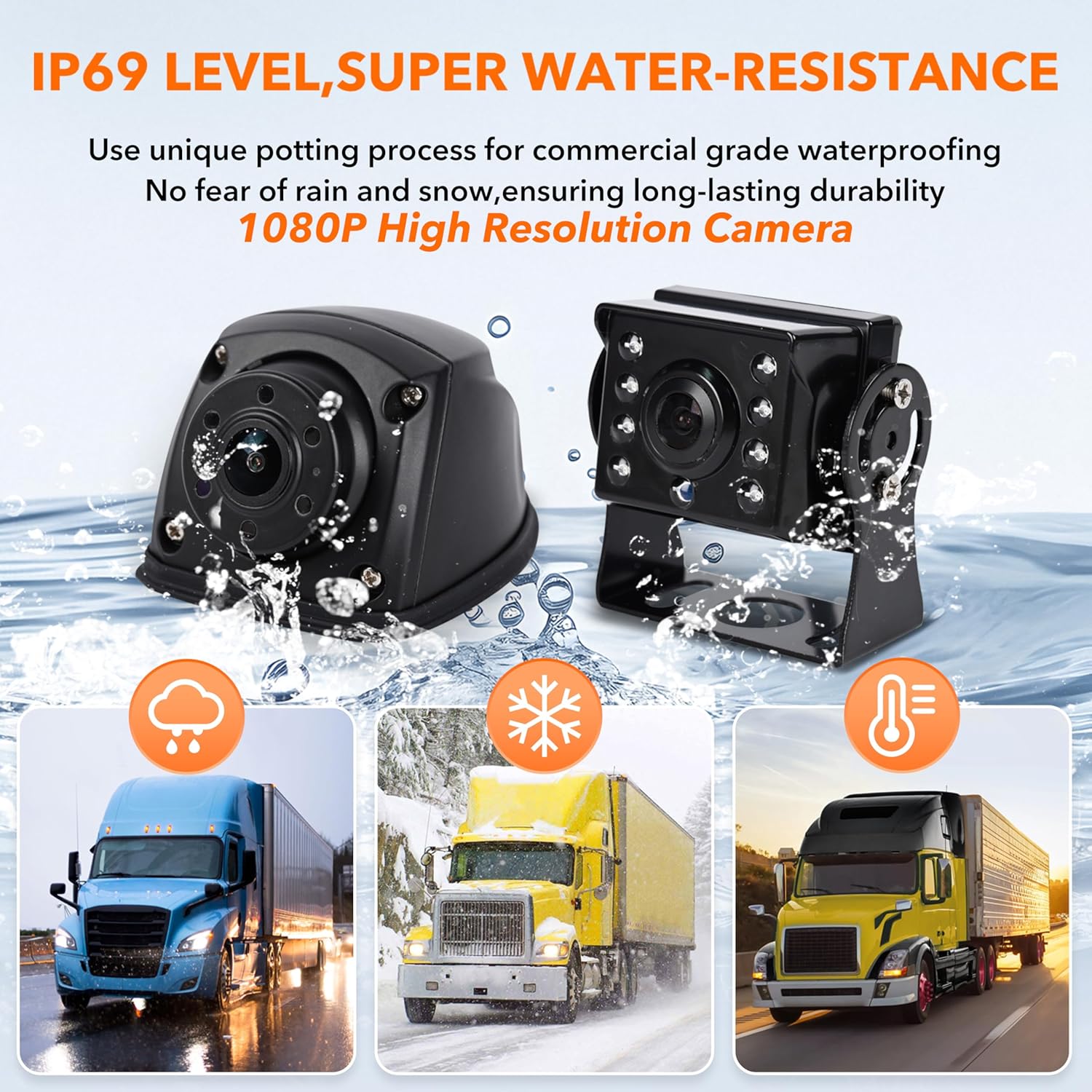 10" Car Backup Camera Monitor CCTV, DVR Recorder, RV Backup Camera System, 4 x AHD 1080P Rear View Camera, Waterproof IR Crystal Night Vision, Rriving Recorder for Truck Trailer Camper RV