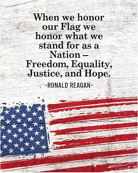 Patriotic Wall Art, Ronald Reagan, 8x10 Unframed Print | Matte finish paper. Bold red white blue palette. Office, den, garage space. Veteran and military gift idea