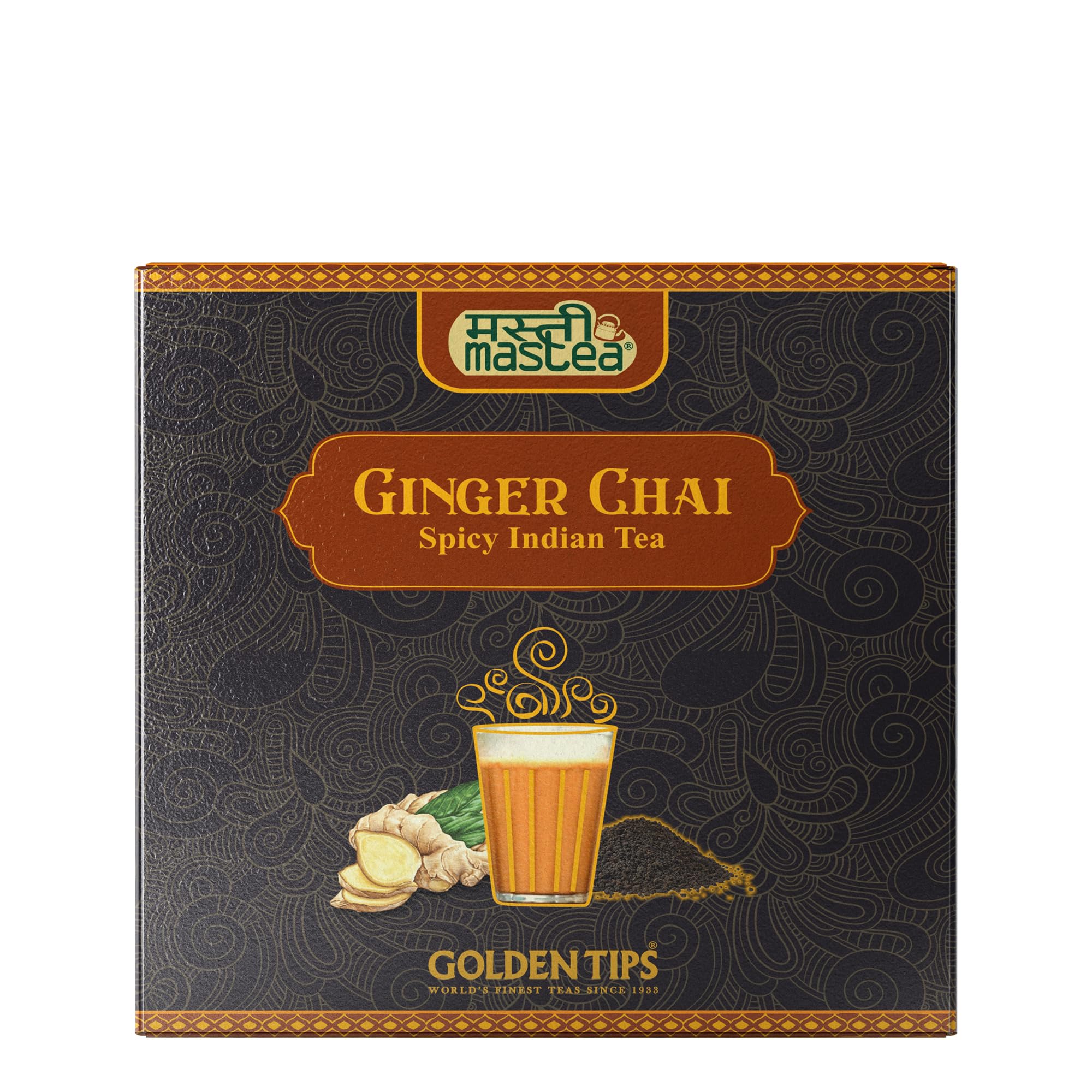 Golden Tips Ginger Mastea, Indian Masala Chai Strong CTC Tea, Cinnamon, Cardamom, Cloves & Dry Ginger, Aromatic & Spicy Blend, Perfect Hot or Iced (500 Gram, 250 cups)