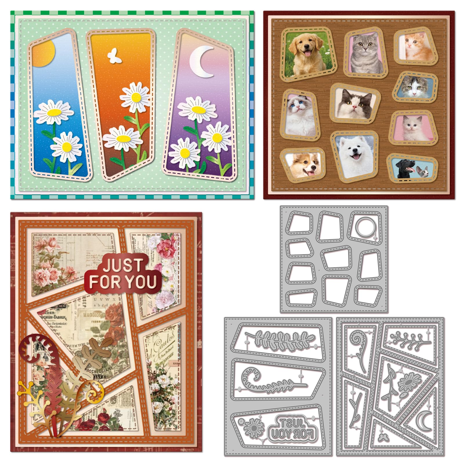 GLOBLELAND Irregular Rectangular Metal Cutting Dies for Card Making