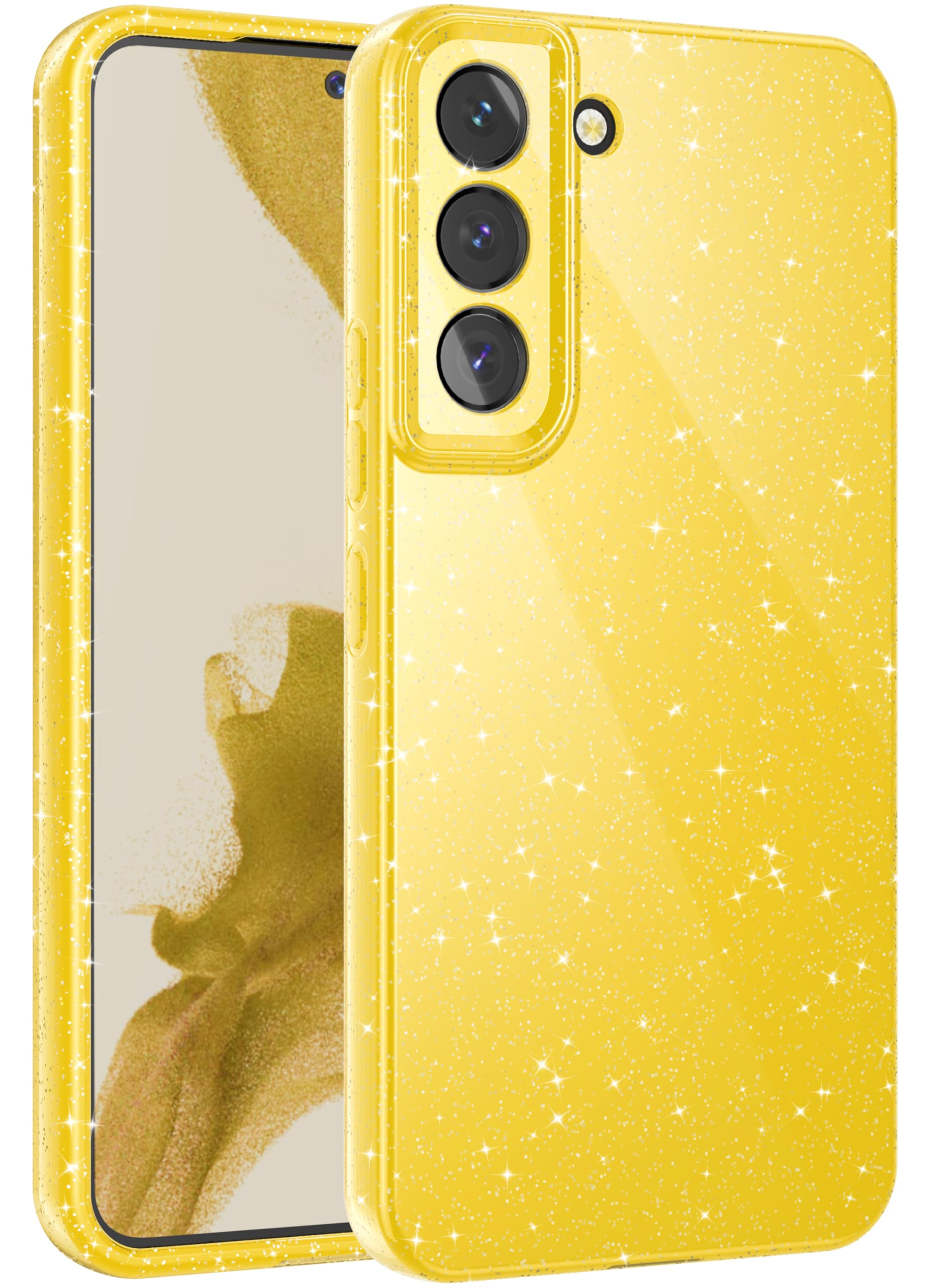 CUZMIGO Sparkly Case for Samsung Galaxy S22, Cute Neon Bright Color Phone Cases for Women Girls, Glitter Shiny Bling Slim Fit Soft TPU Shockproof