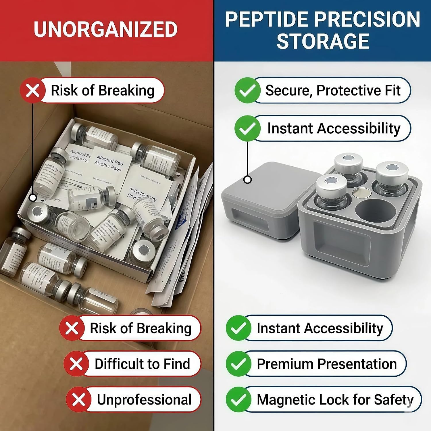 Magnetic Peptide Vial Vault, Tactical 4-Slot Travel Storage Case for 4ml Medication Vials, Heavy-Duty Shatterproof and UV-Blocking Organizer for Insulin, Lab Samples, and Bio-Reagents (Case Only) image 3