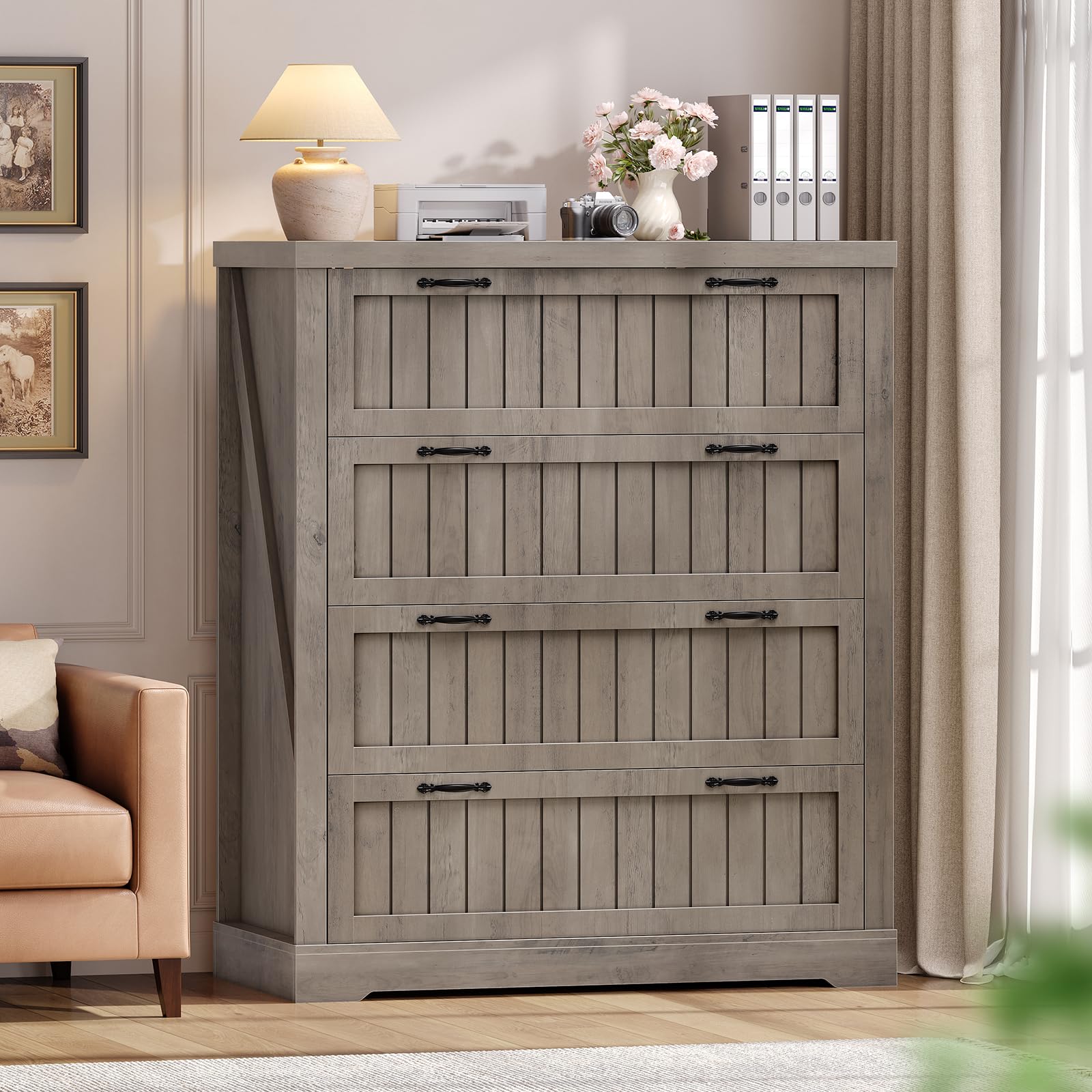 SEDETA Farmhouse 4 Drawer File Cabinet