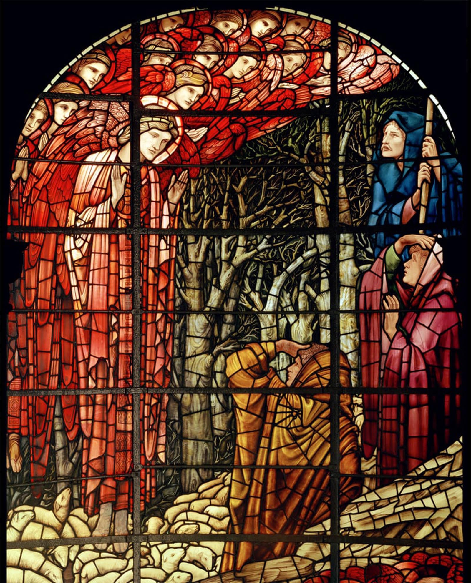 SERENDIPITP Vintage Picture Print on Canvas Wall Art Poster the Nativity Window Detail the Shepherds by Edward Burne Jones Artwork Print Poster for Wall Decor 60x90cm