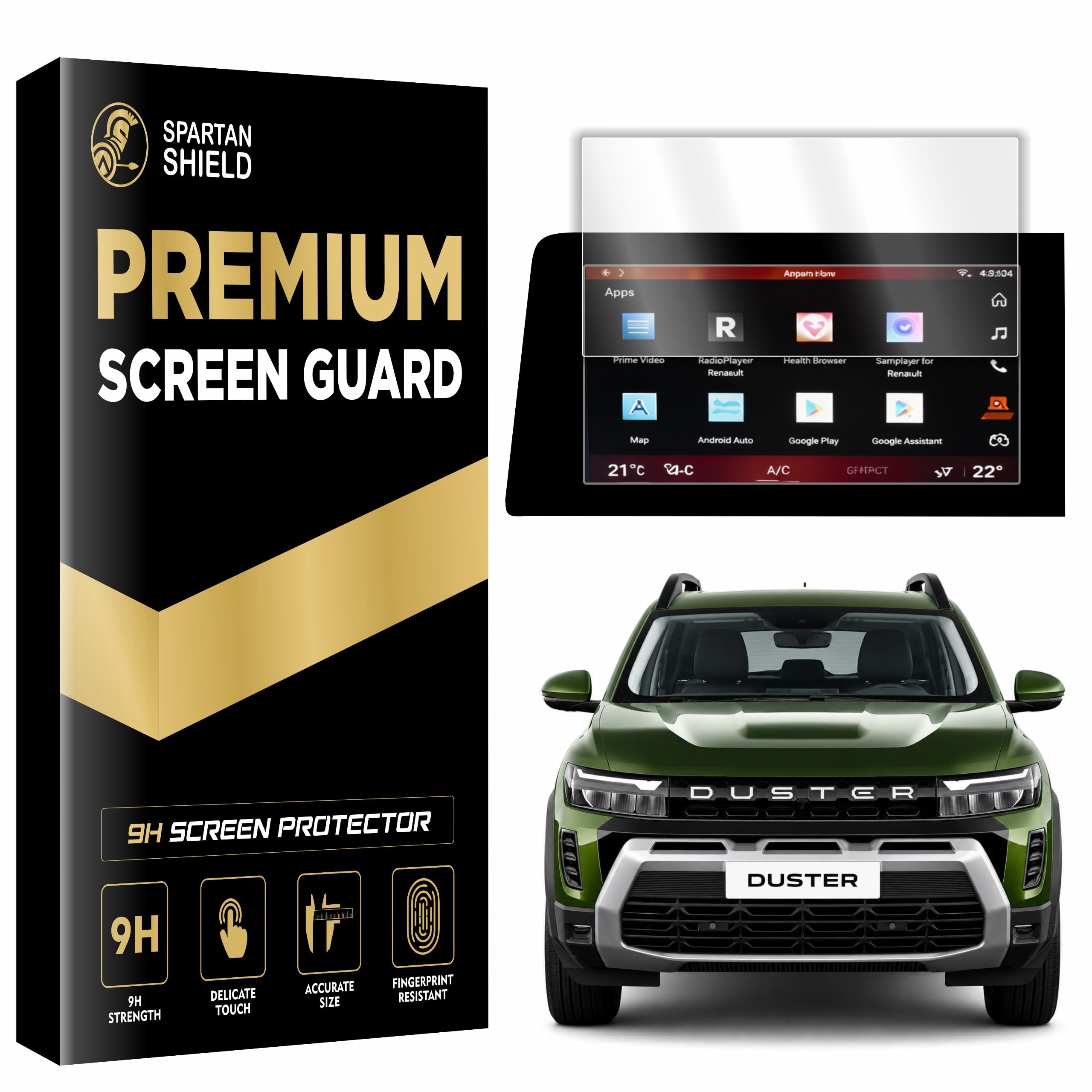 SPARTAN SHIELD Screen Guard For RENAULT DUSTER 2026 Facelift || EVOLUTION TECHNO TECHNO+ ICONIC ||10.1 Inch Touchscreen Infotainment Protector || Compatible with RenaultDuster || Anti Scratch | Water Resistant | HD Clarity || Duster New Car Accessory 2025+ [NOT TEMPERED GLASS]-image-4