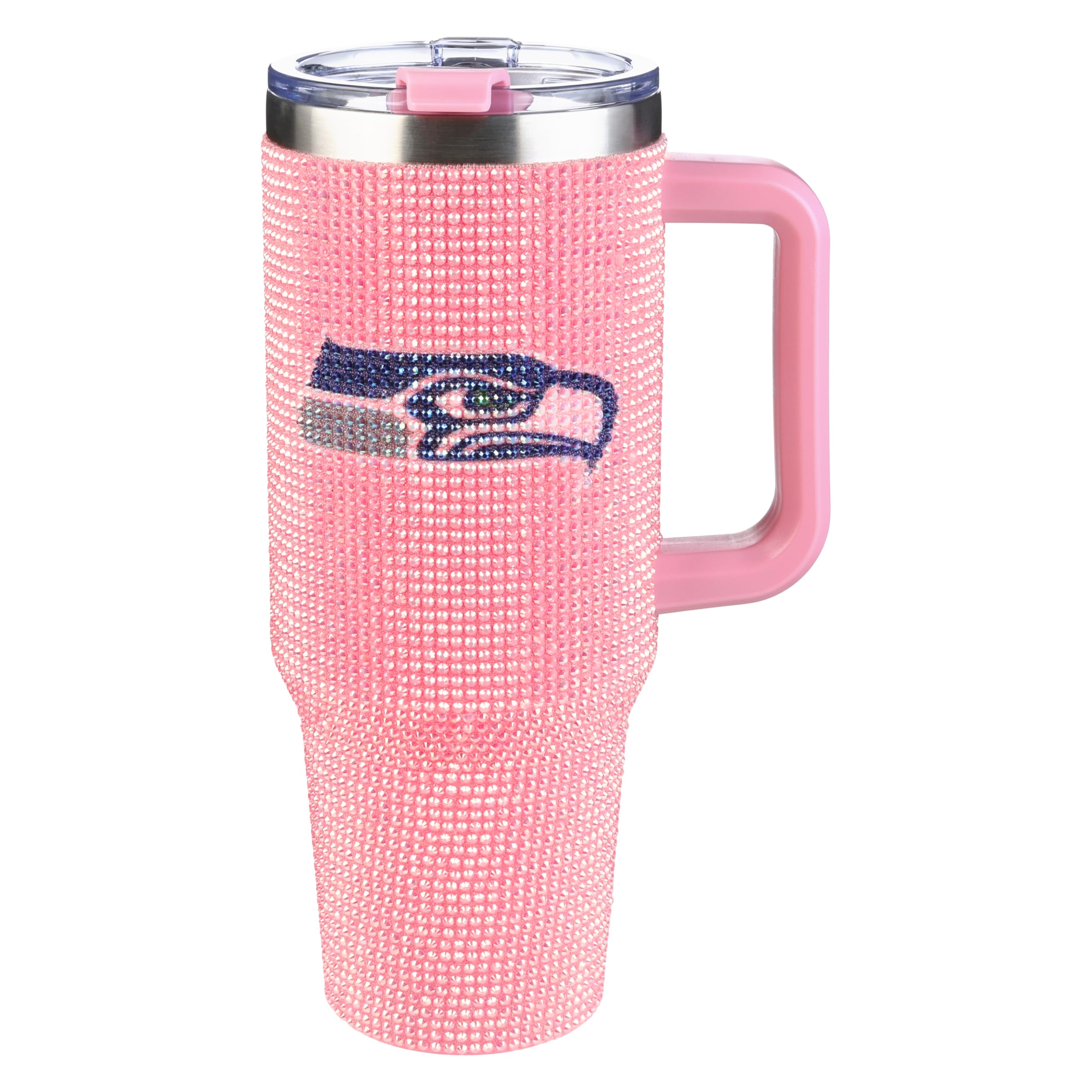 The Memory Company Officially Licensed 40oz Pink Bling Game Day Tumbler, Seattle Seahawks