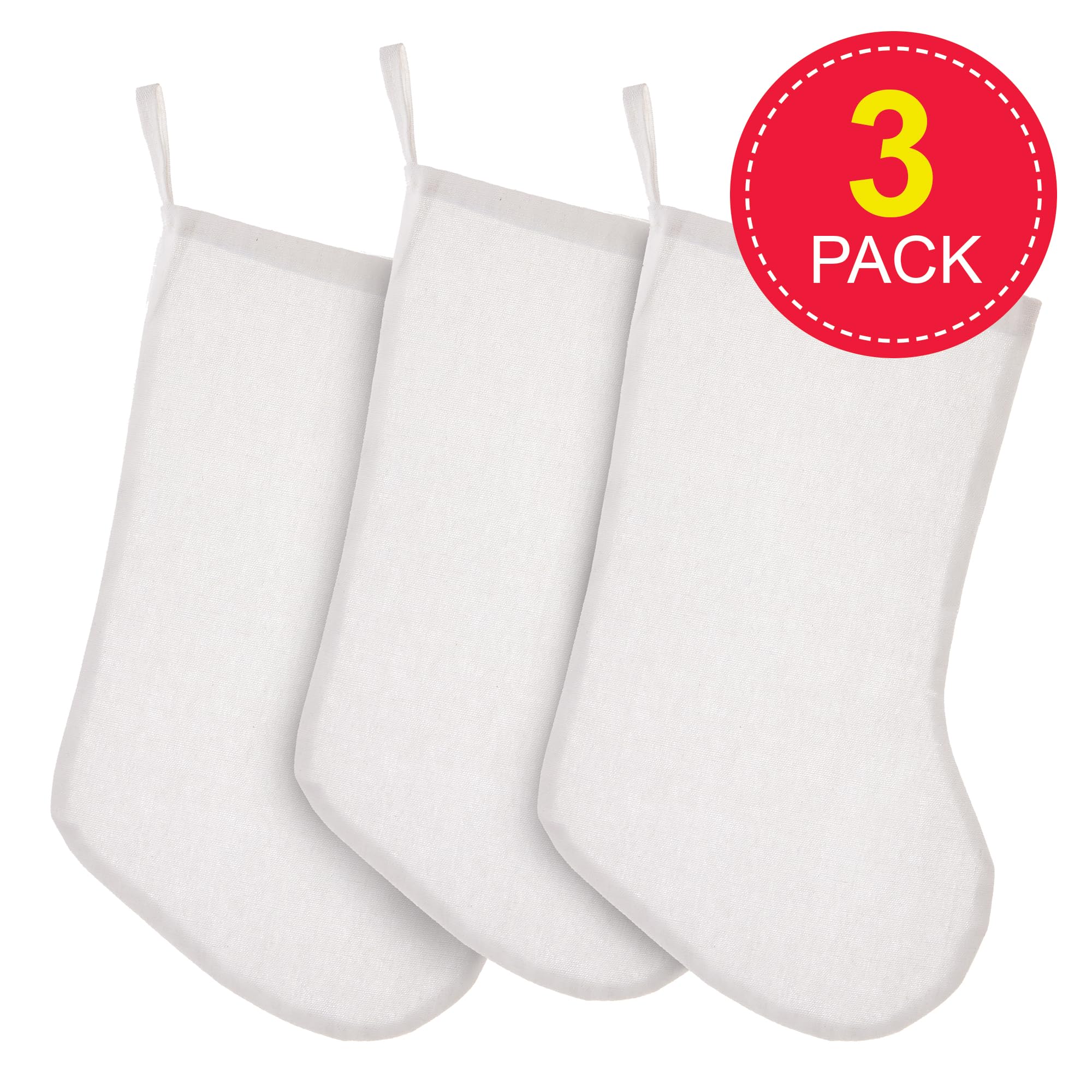 Baker Ross FX787 Large Fabric Stockings - Pack of 3, Blank Christmas Stocking for Kids to Decorate and Personalise - Image 2