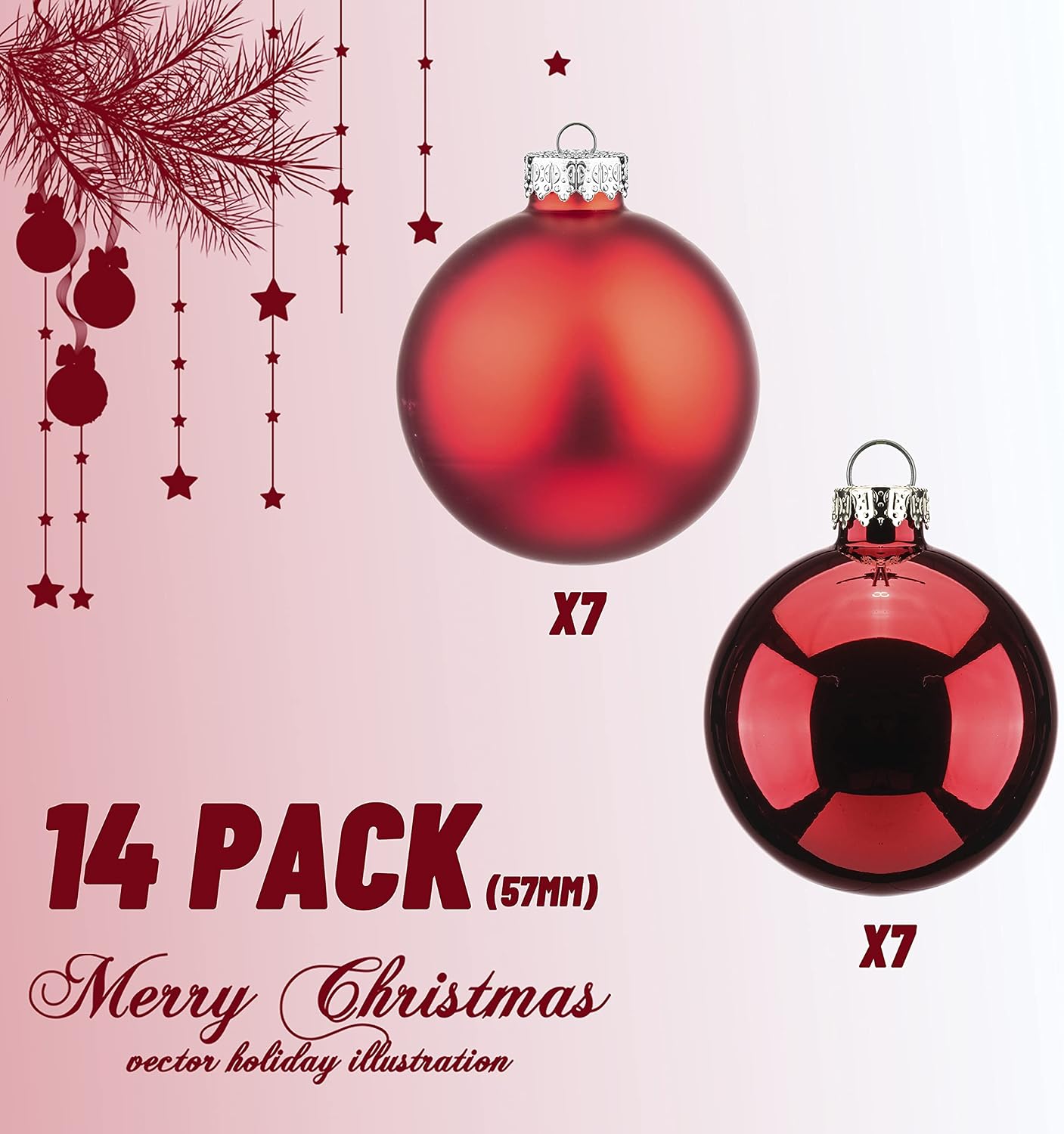Christmas Glass Ball Ornaments 14PC Festival Home Party Decors