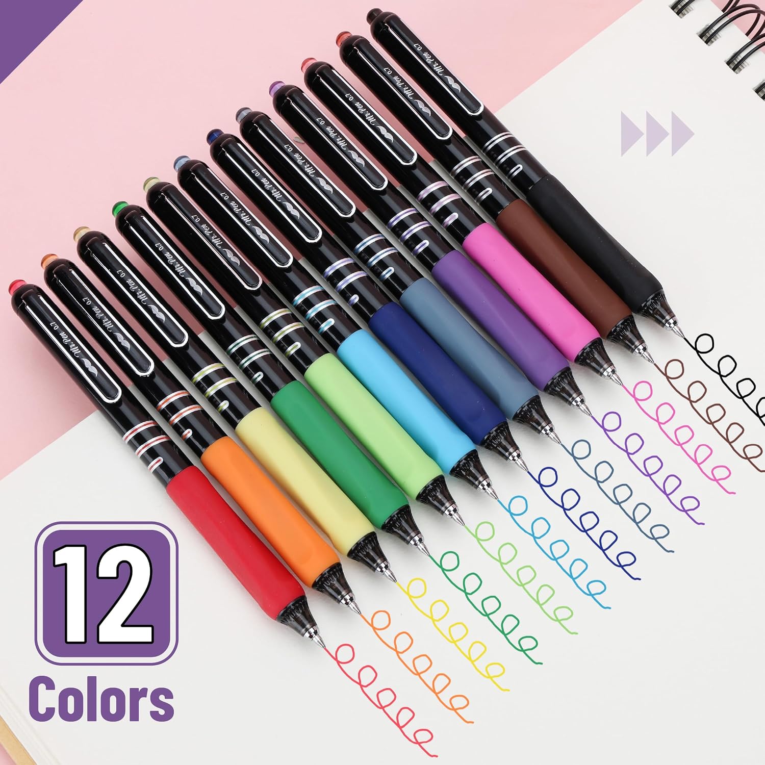Mr. Pen- Retractable Gel Pens, 12 Pack, 0.7mm Fine Point, Colorful Ink, Fast-Dry & Smooth Writing Pens for Note-Taking, Journaling, Office, School & Everyday Use image 2
