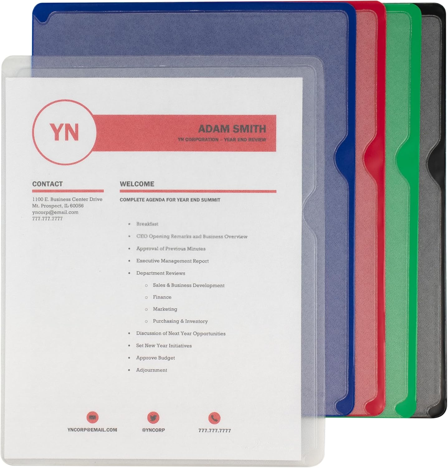 C-Line Deluxe Super Heavyweight Vinyl Project Folders with Colored Backs, Letter Size, 35 per Box (62150)