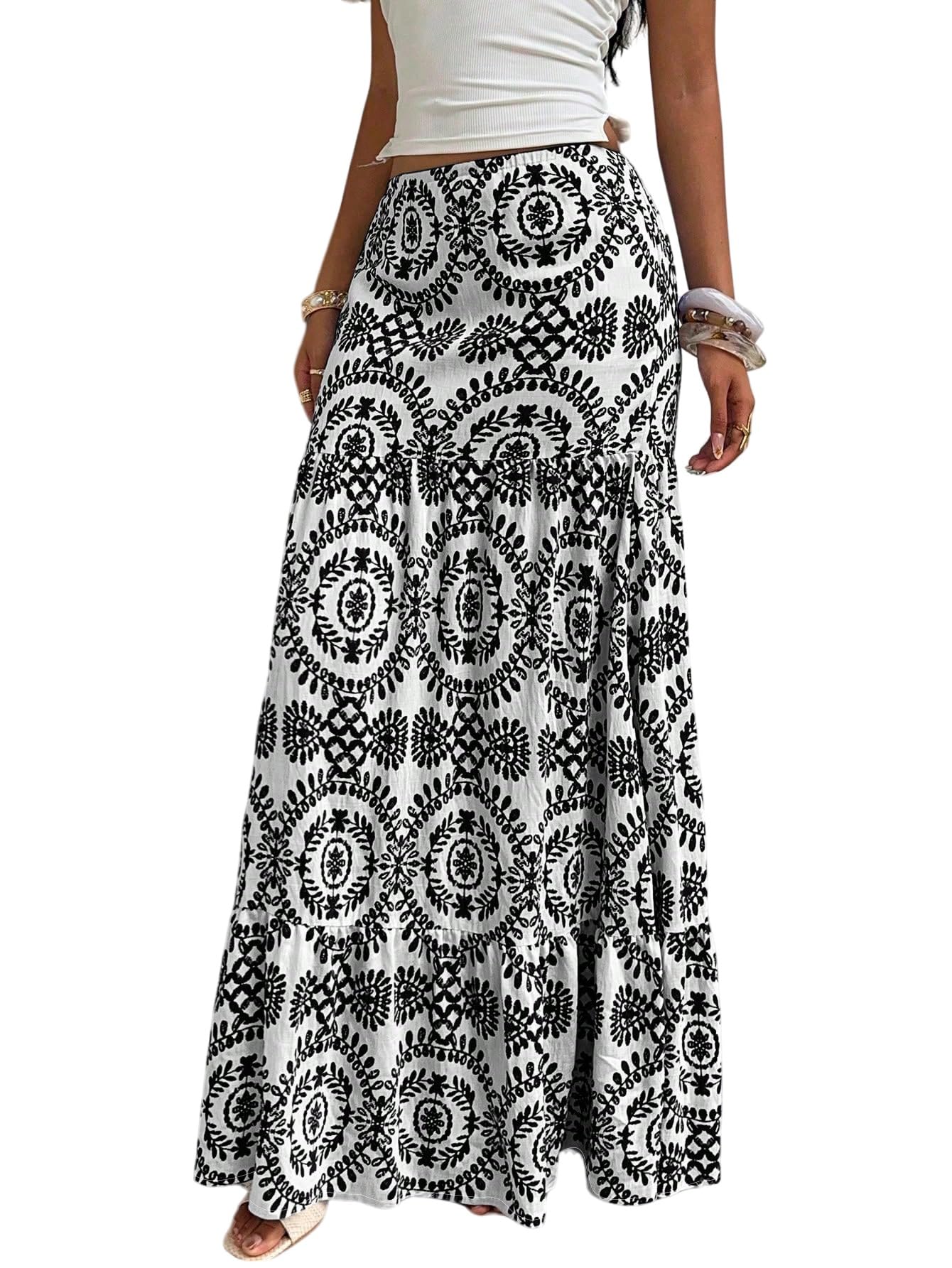 SOLY HUX Gonna boho da donna lunga estiva leggera e ariosa gonna da spiaggia alla moda italiana maxi gonna lunga
