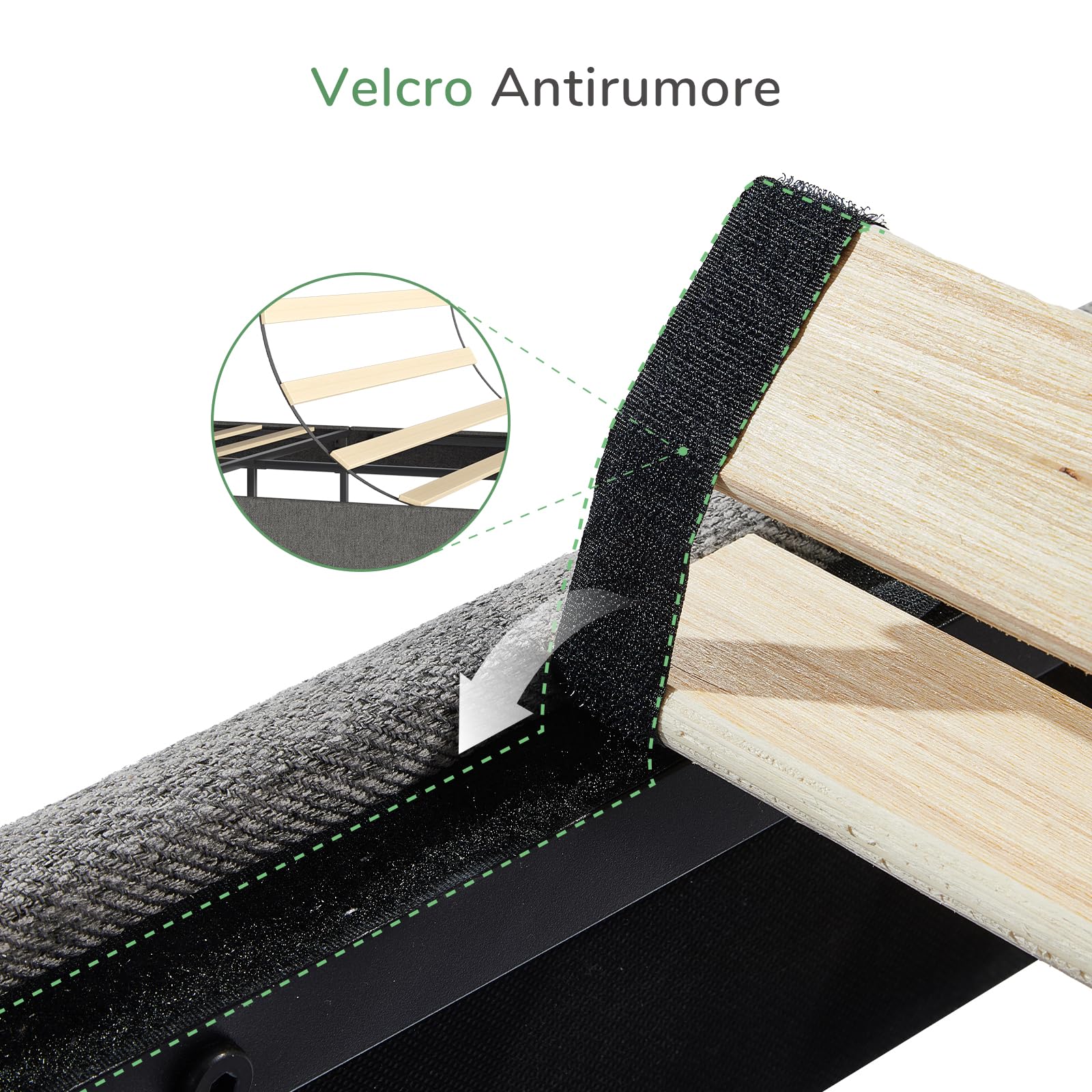 Letto Matrimoniale 180x200 Novilla Con Testiera Imbottita - Piattaforma Con Doghe Legno, Spazio Underletto, Beige - Foto 5