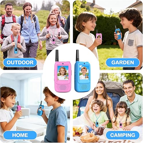 Miniatura 4 de Walkie Talkies de video para niños, Walkie Talkie de video para niños de 3 a 12 años, paquete de 2 walkie talkies recargables con pantalla, radio de