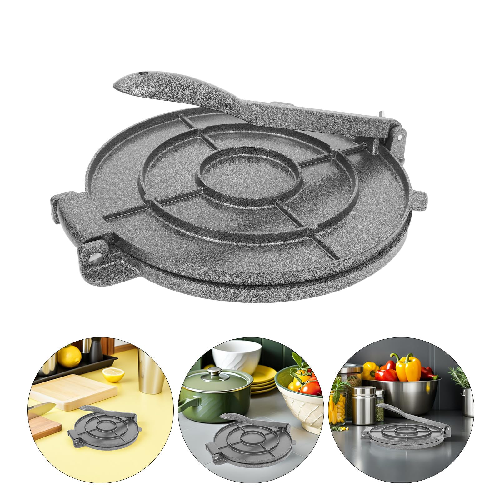 ULTECHNOVO Presse à Tortillas de Maïs Ronde, Presse à Pâte, Alliage D'aluminium, Noire, Design Gain de Place, Entretien Facile, pour Restaurant et Service Alimentaire Intensif