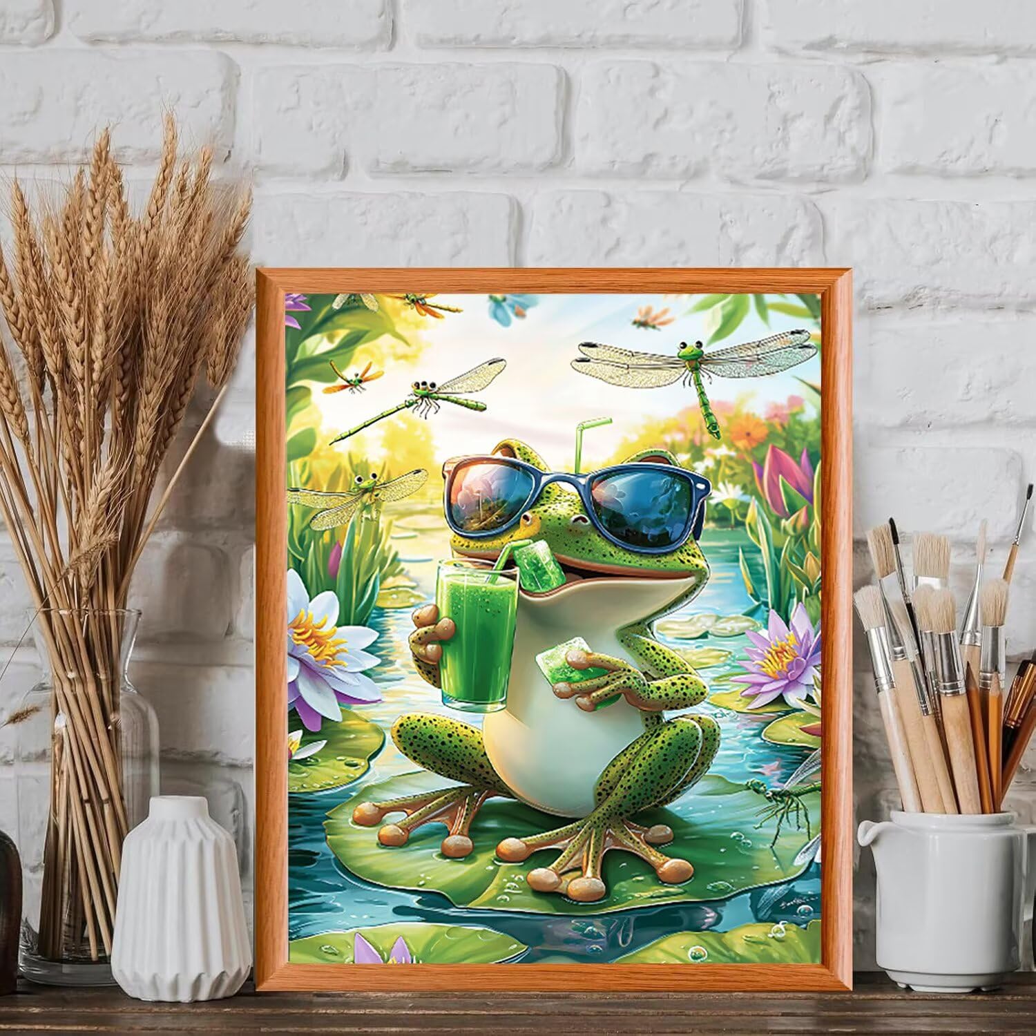 WEISHIWE Ninfea e rana Dipingere con i Numeri per Adulti, 70x90cm a-926
