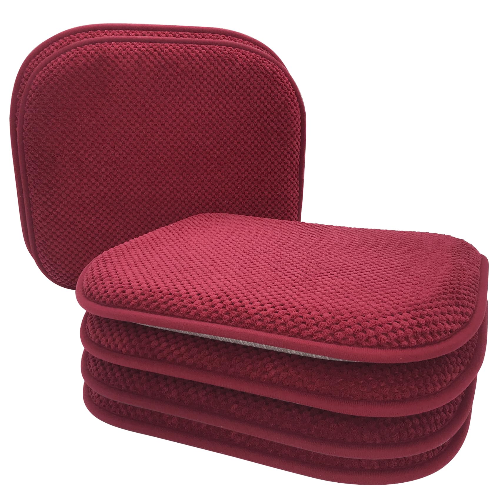 Photo 1 of PAGGED Wine Red Foam Seat Cushions Kitchen Chairs Pads for Dining Chairs 6 Pack Non Slip Patio Seat Cushions Washable U Shaped Soft Thick Large Metal Wooden Chair Cushions,17" x 15"