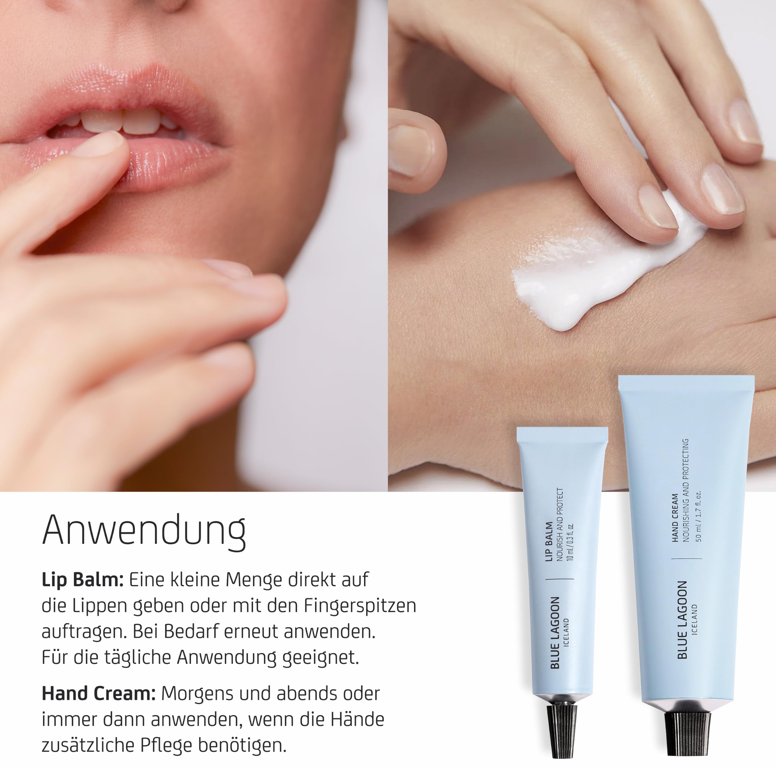 Blue Lagoon - Hand Cream + Lip Balm Care Set | Nachhaltige, bioaktive Luxus-Hautpflege