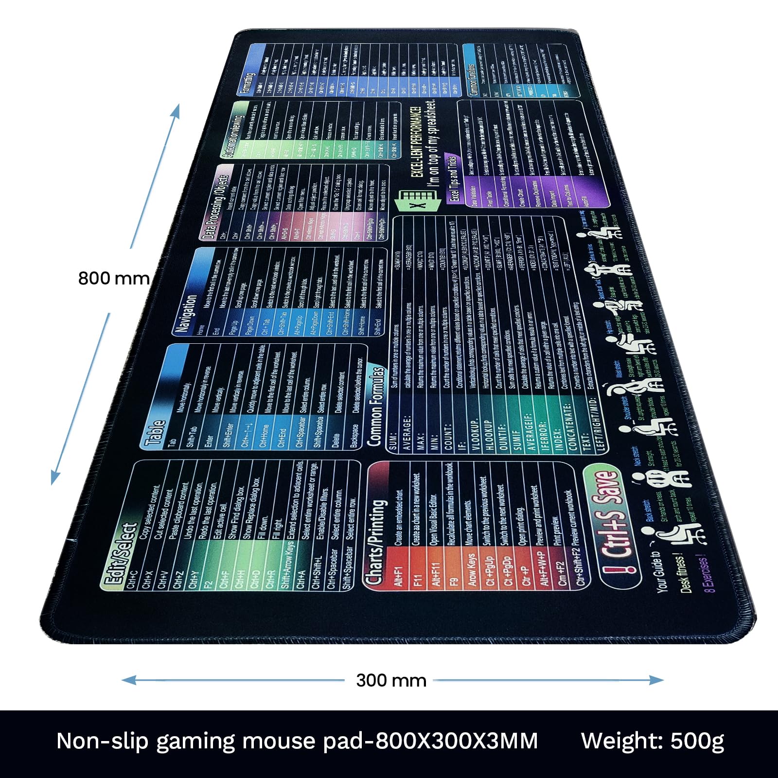 OLDBER Tappetino Mouse Anime XXL, Tappetino Mouse Gaming e Sottomano Scrivania, Migliora Velocità e Precisione, Antiscivolo, 30 x 80 cm, Stile Pittura a Inchiostro/Excel