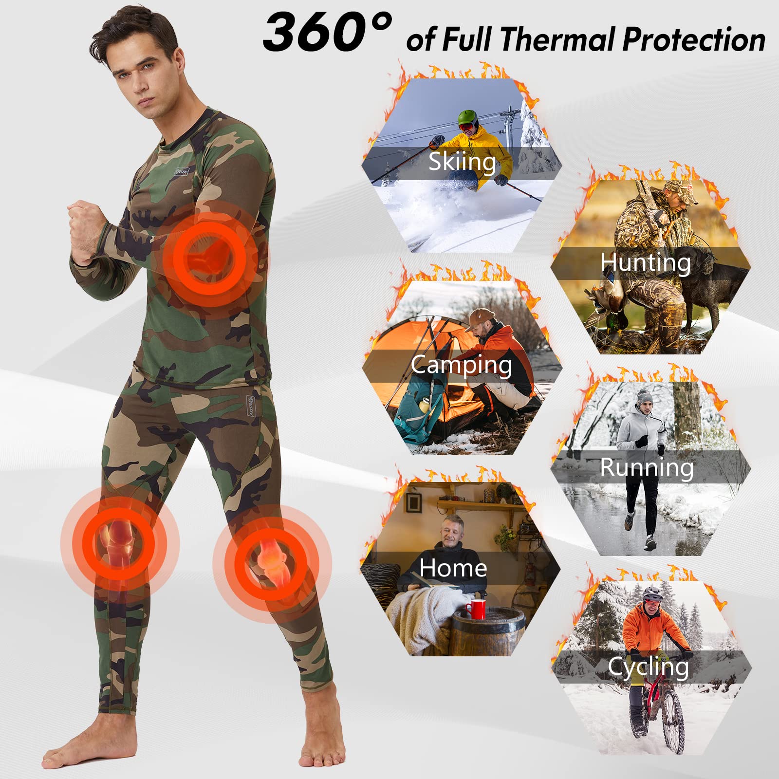 PISIQI Thermal Underwear Men Ultra-Soft Long Johns Set With Fleece Lined Base Layer Winter - View #10