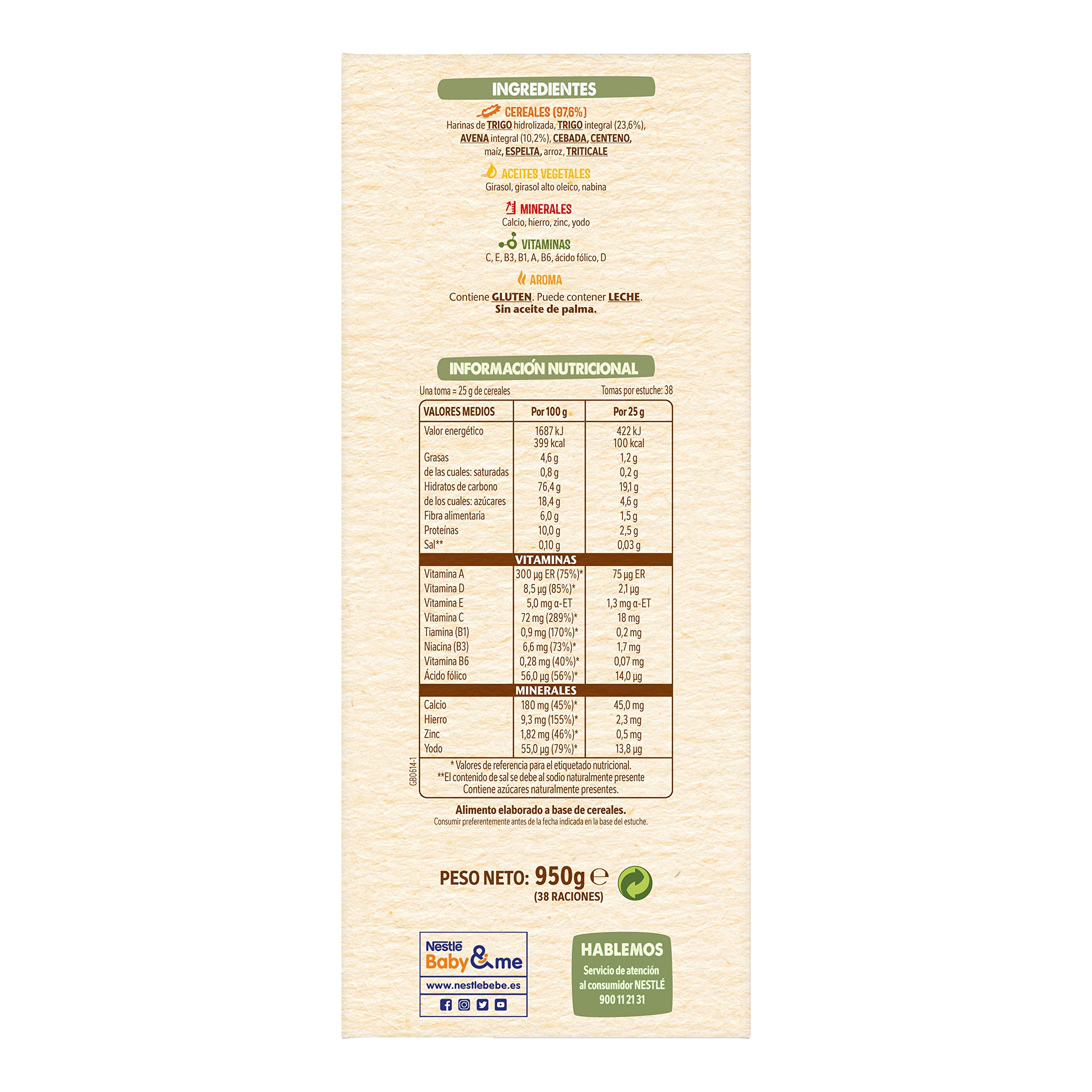 Nestle Papilla 8 Cereales, 950 g